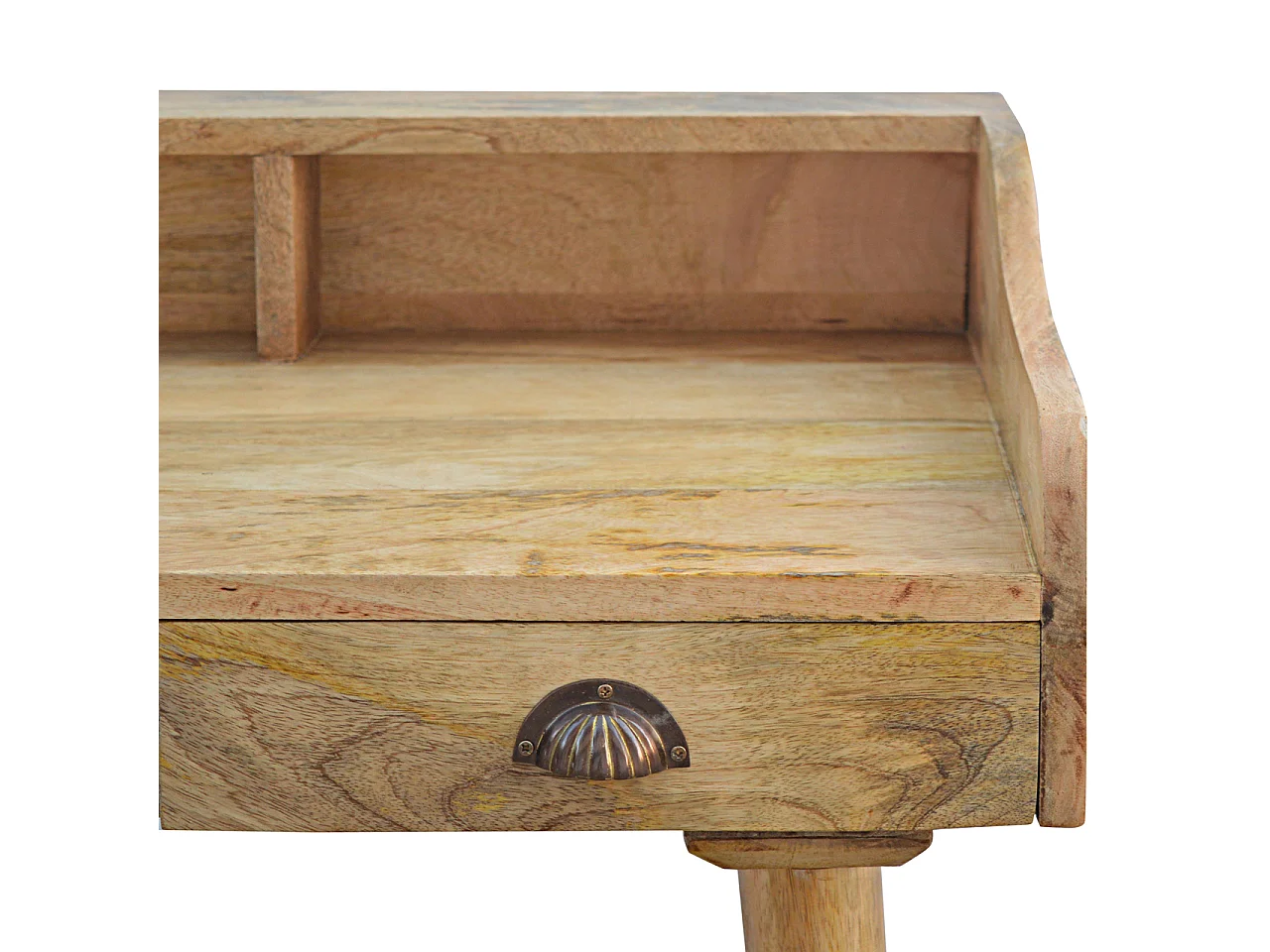 Artisan Furniture Solid Wood Gallery Back Shell Writing Desk, 3 Drawers, Beige