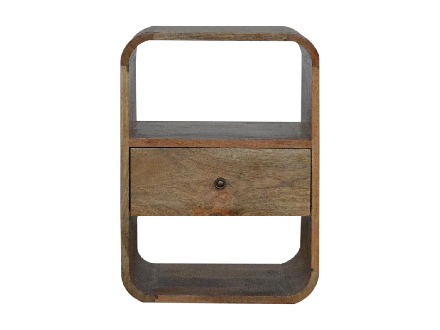 Artisan Furniture Solid Wood London Bedside, Brown, 1 Drawer, 2 Open Slots