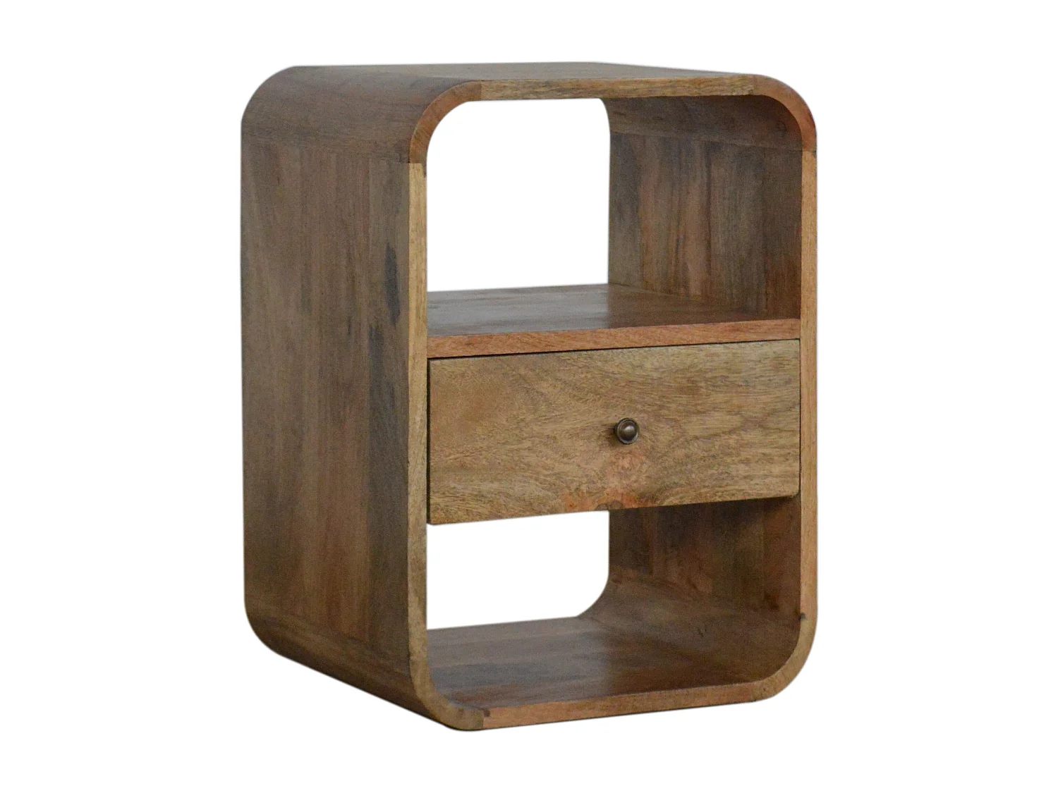 Artisan Furniture Solid Wood London Bedside, Brown, 1 Drawer, 2 Open Slots