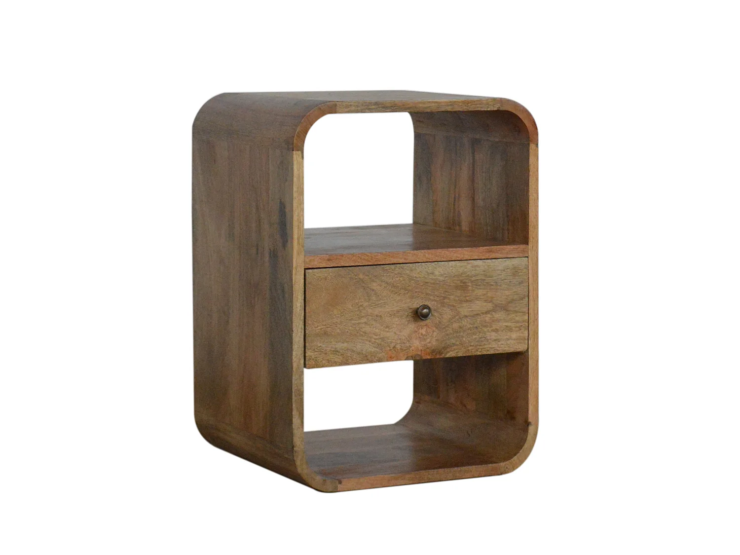 Artisan Furniture Solid Wood London Bedside, Brown, 1 Drawer, 2 Open Slots