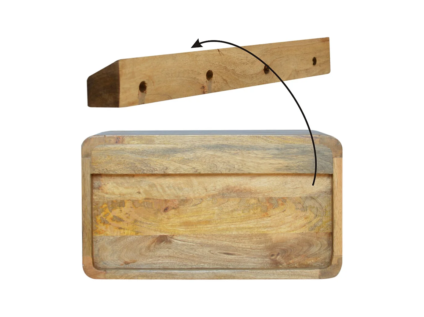 Artisan Furniture Schwebender Gebogener Nachttisch mit Offenem Fach, 1 Schublade und Offenem Fach, Beige