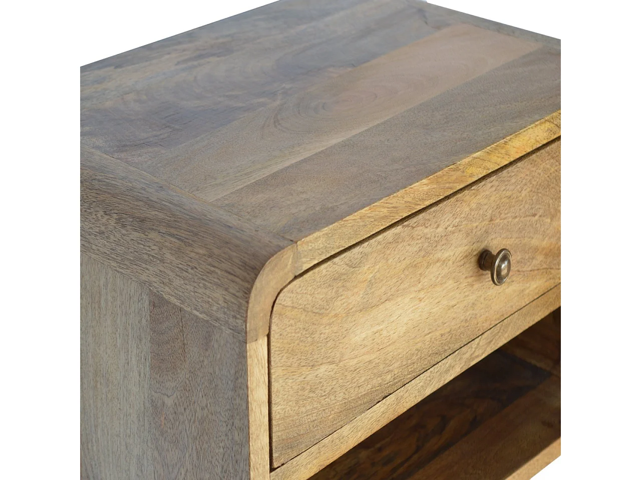Artisan Furniture Comodino Curvo Sospeso con Vano Aperto, 1 Cassetto e Vano Aperto, Beige