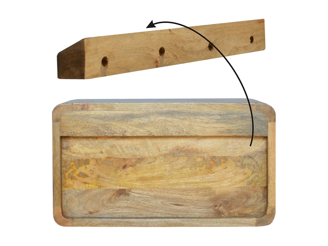 Artisan Furniture Comodino Curvo Sospeso con Vano Aperto, 1 Cassetto e Vano Aperto, Beige