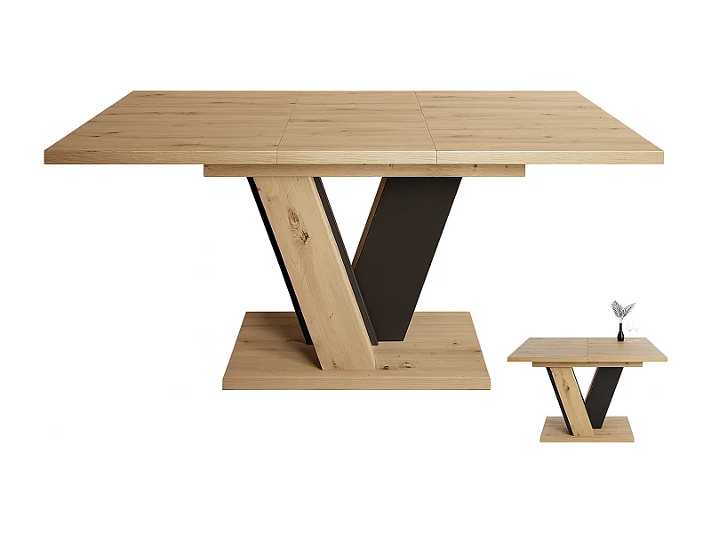 Table à manger extensible VINNY Bois Chêne 120 à 160 cm 6 personnes