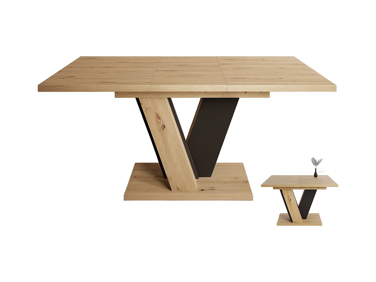 Table à manger extensible VINNY Bois Chêne 120 à 160 cm 6 personnes