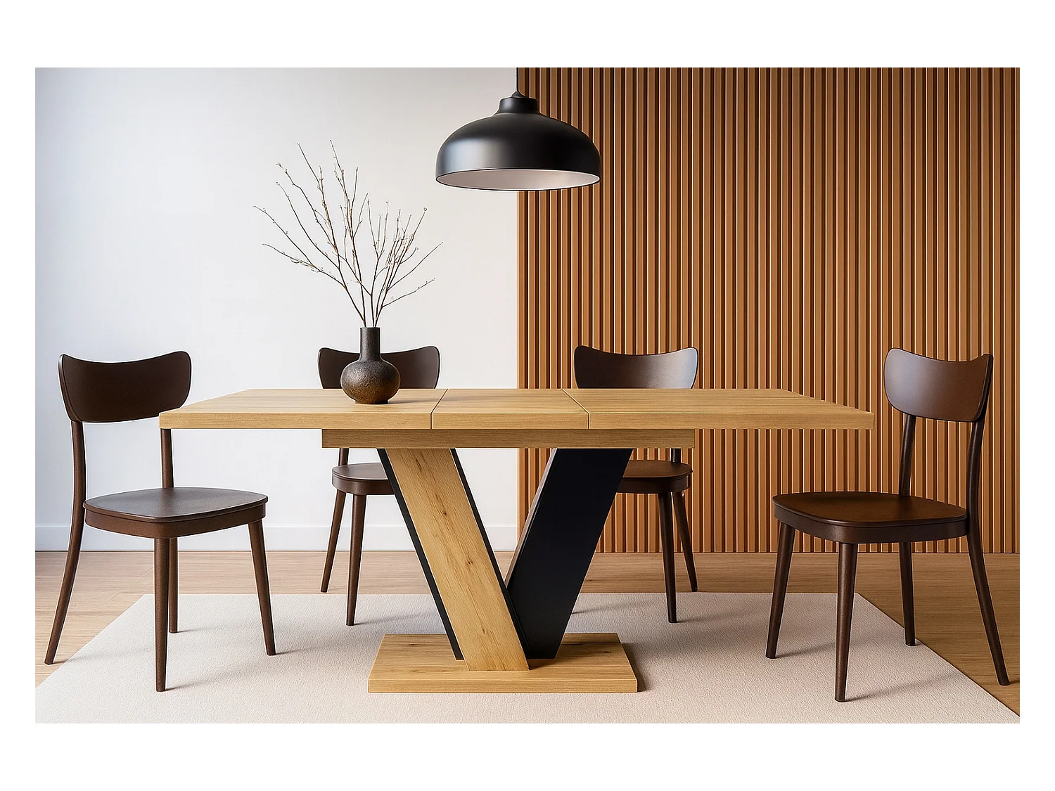 Table à manger extensible VINNY Bois Chêne 120 à 160 cm 6 personnes