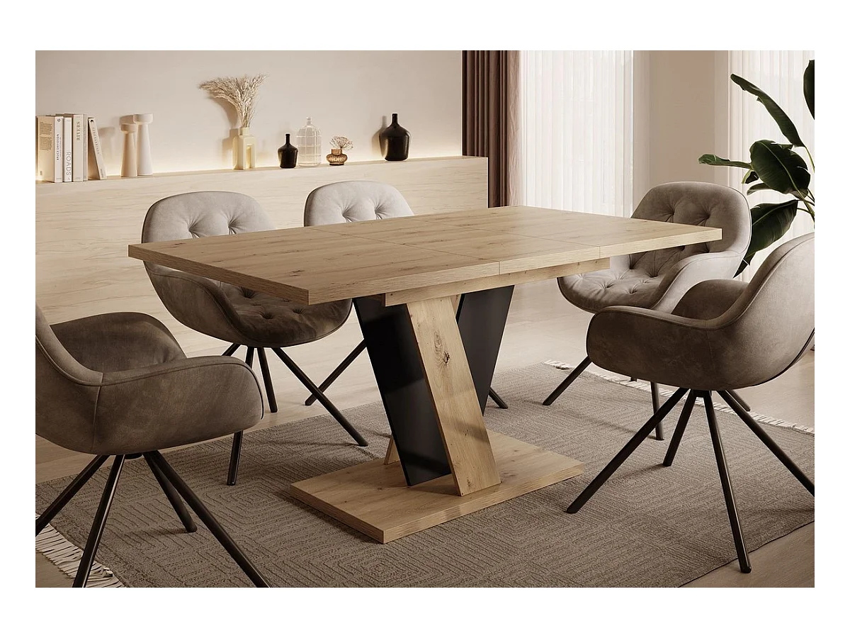 Table à manger extensible VINNY Bois Chêne 120 à 160 cm 6 personnes