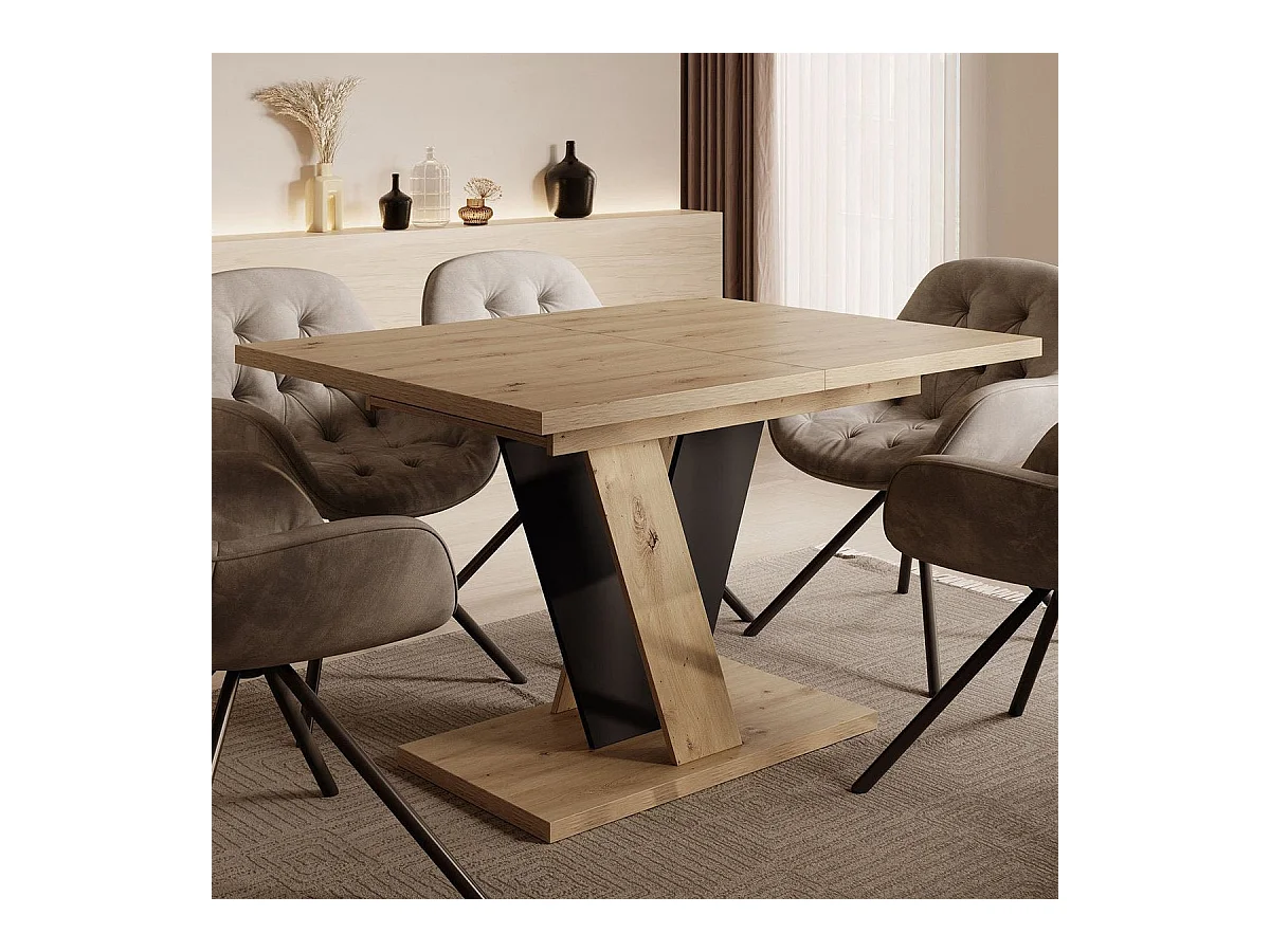 Table à manger extensible VINNY Bois Chêne 120 à 160 cm 6 personnes