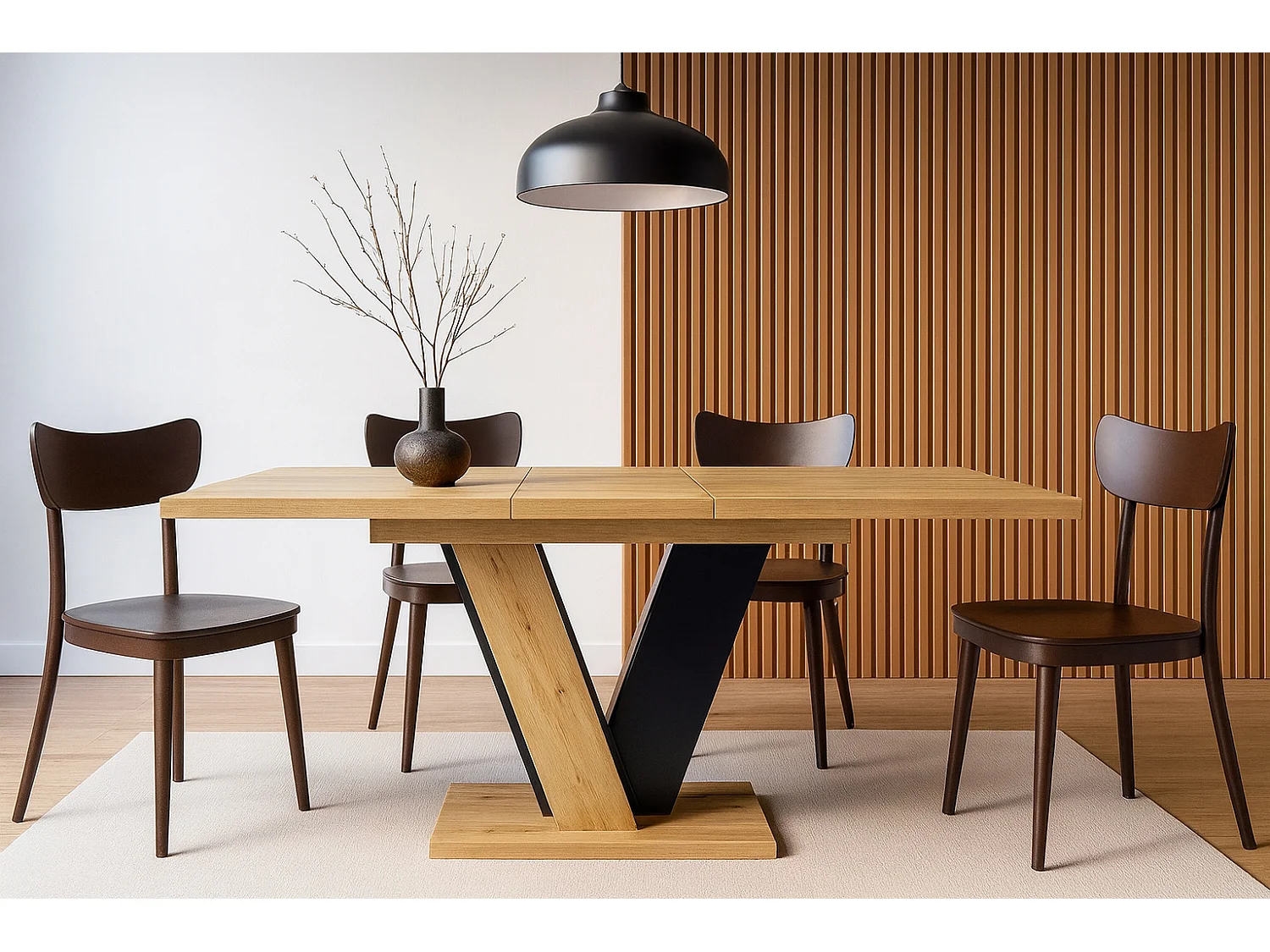 Table à manger extensible VINNY Bois Chêne 120 à 160 cm 6 personnes