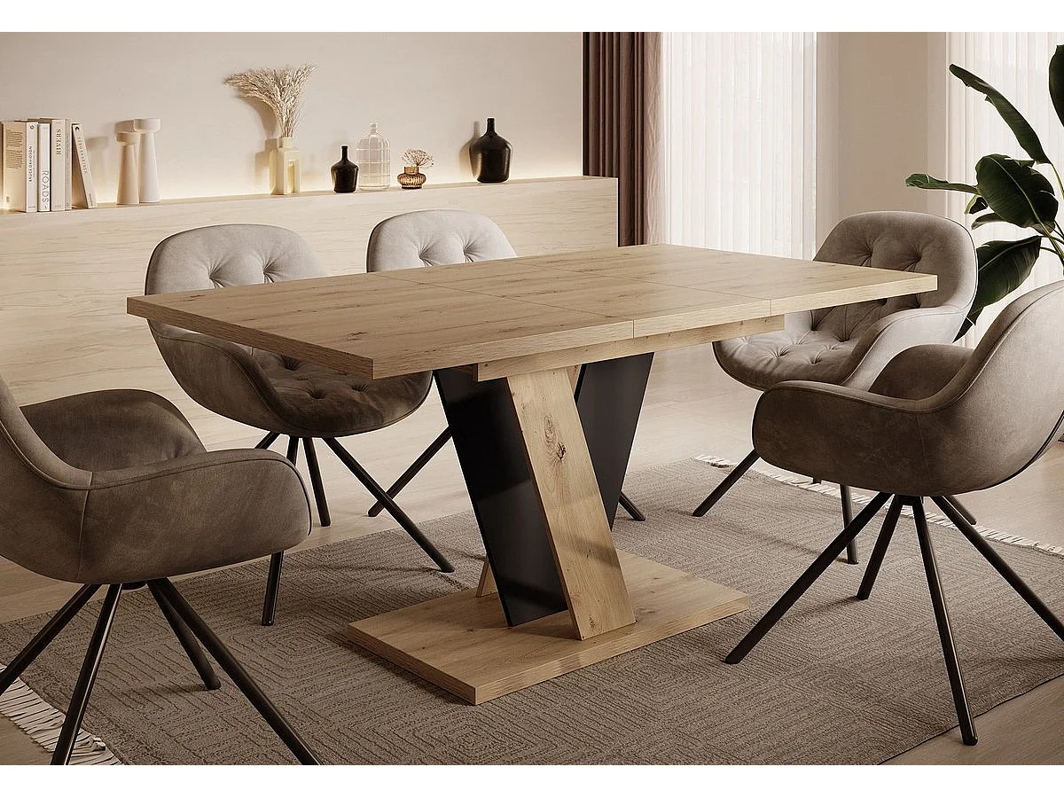 Table à manger extensible VINNY Bois Chêne 120 à 160 cm 6 personnes