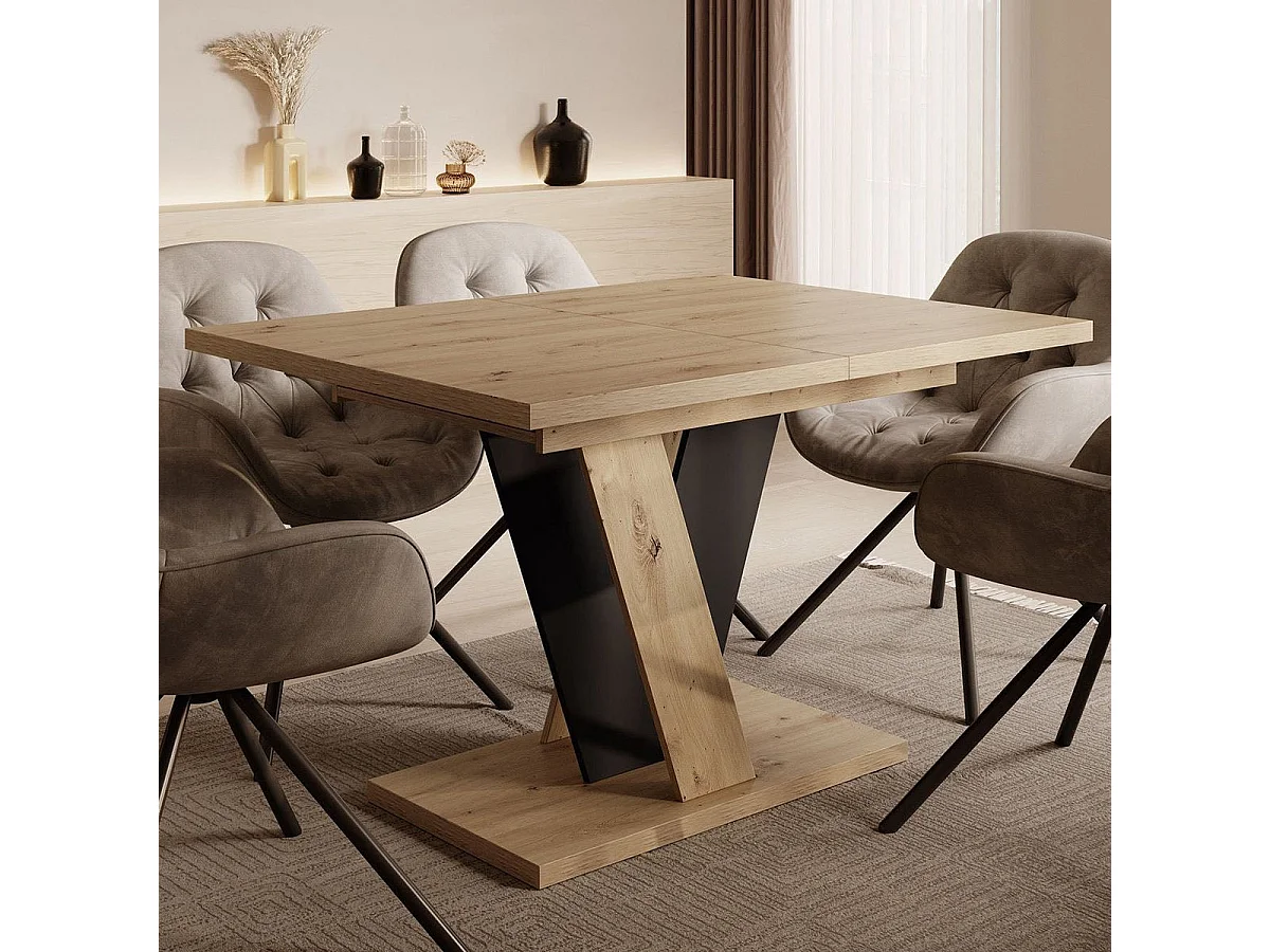 Table à manger extensible VINNY Bois Chêne 120 à 160 cm 6 personnes