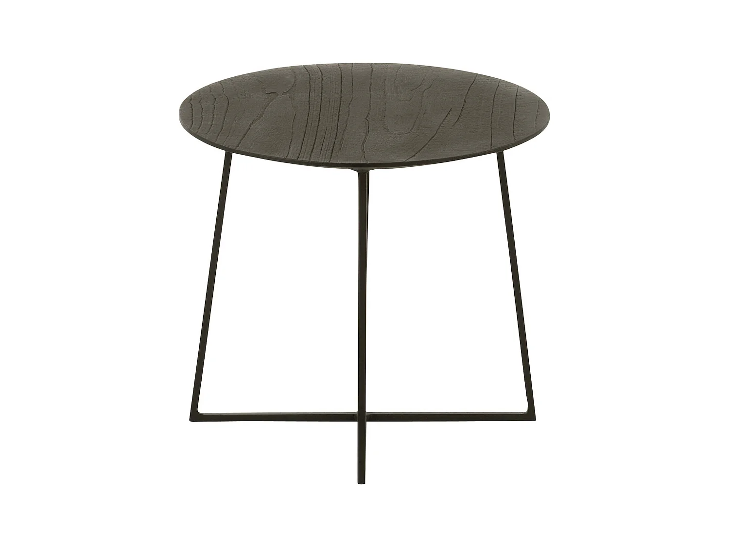 Table basse ronde teck et métal noir design contemporain