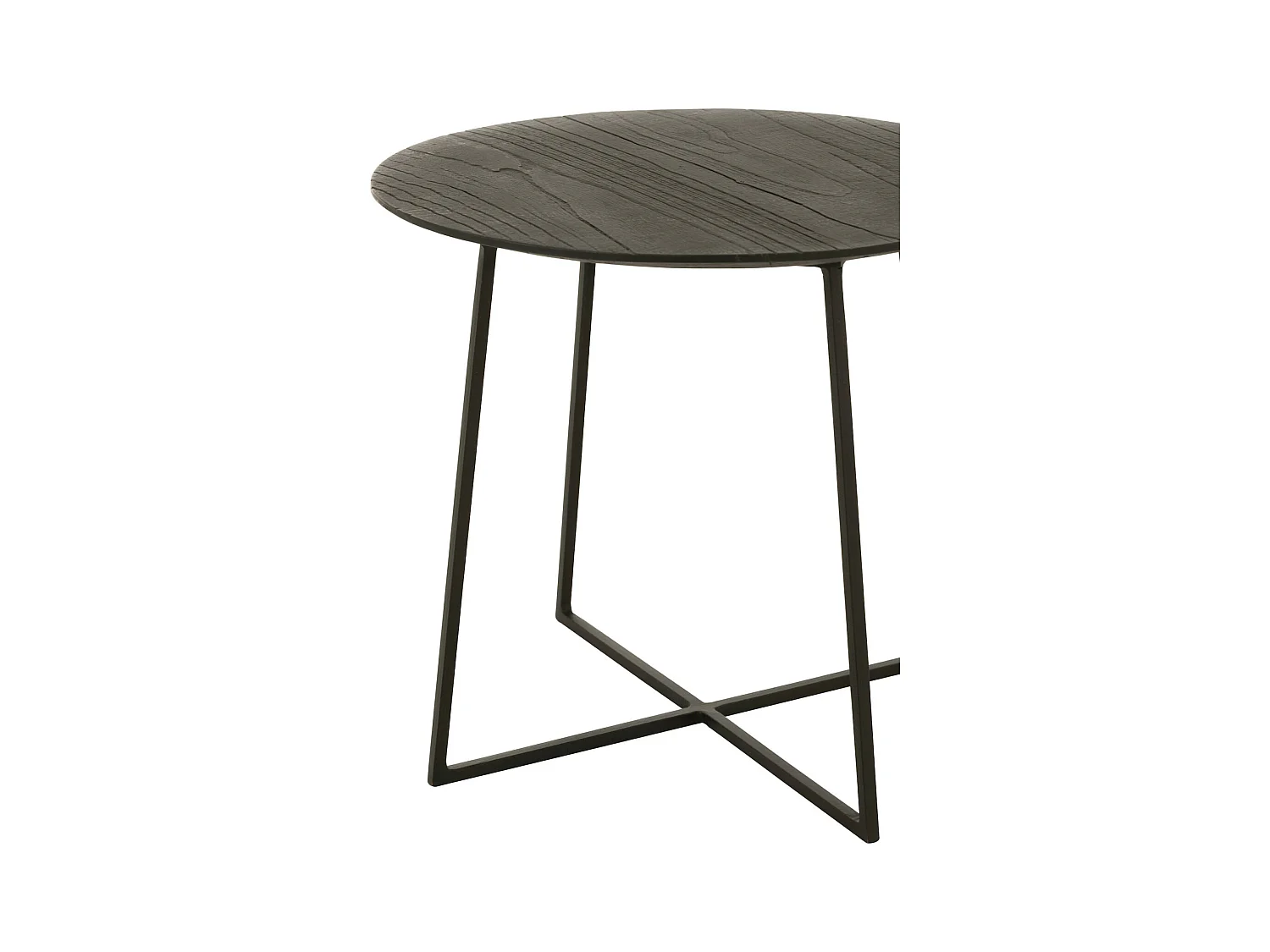 Table basse ronde teck et métal noir design contemporain