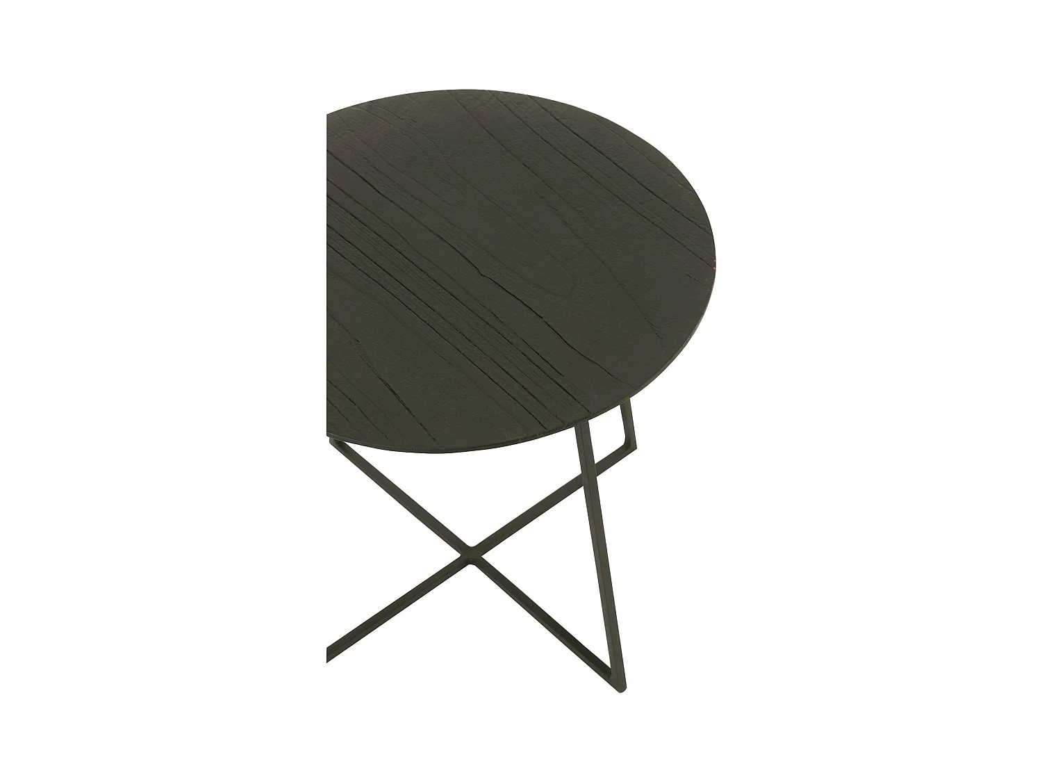 Table basse ronde teck et métal noir design contemporain