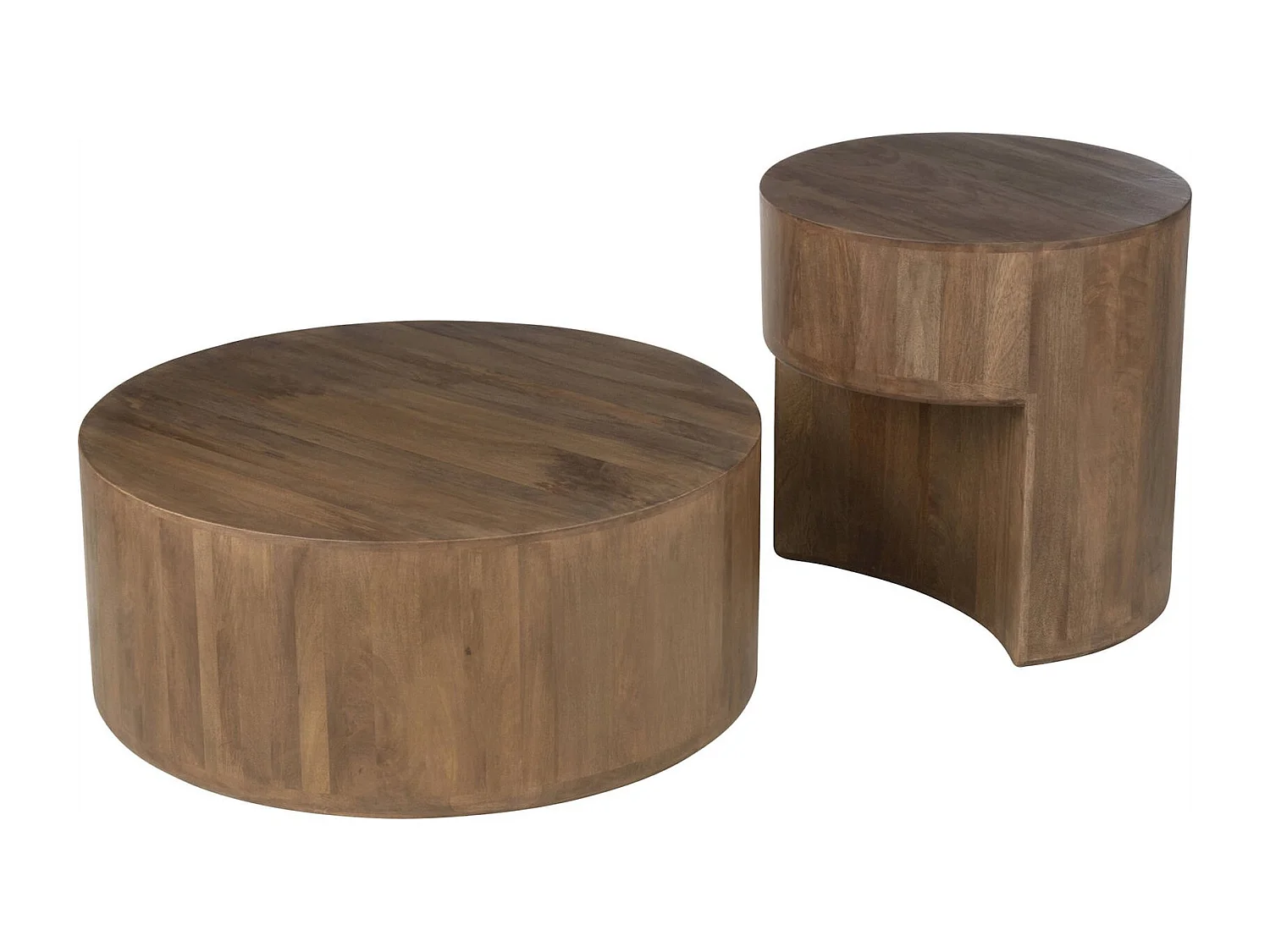 Table basse ronde en bois de manguier marron design contemporain