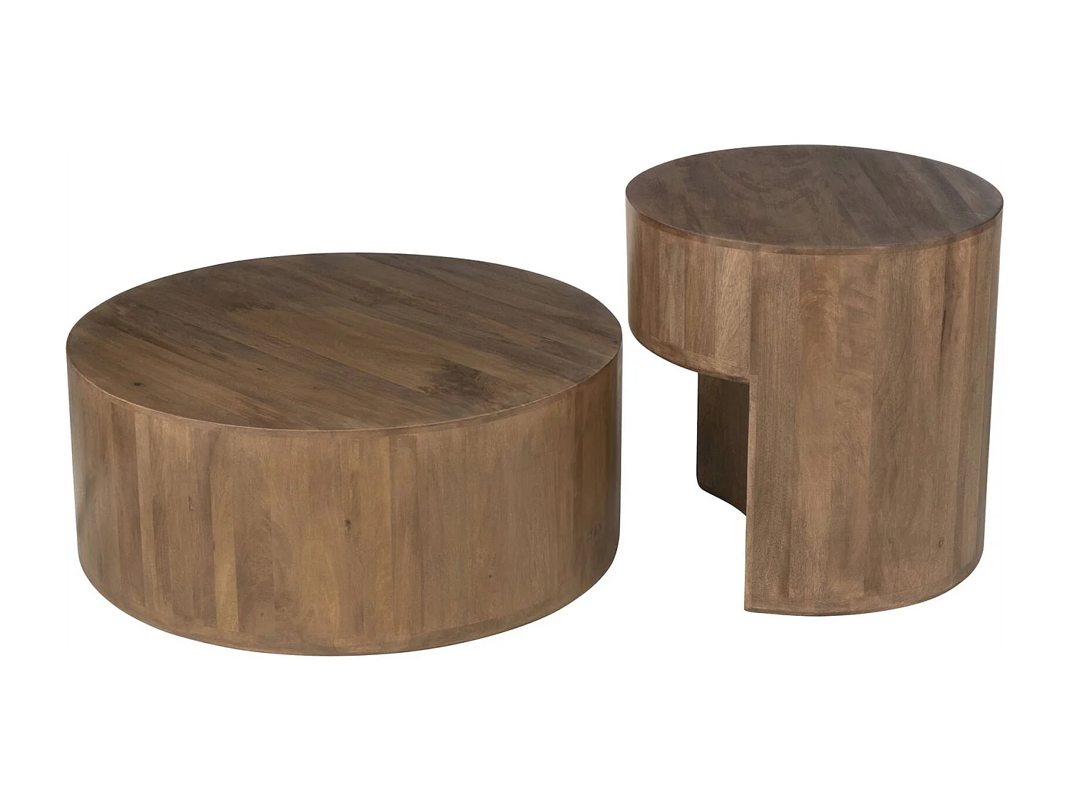 Table basse ronde en bois de manguier marron design contemporain