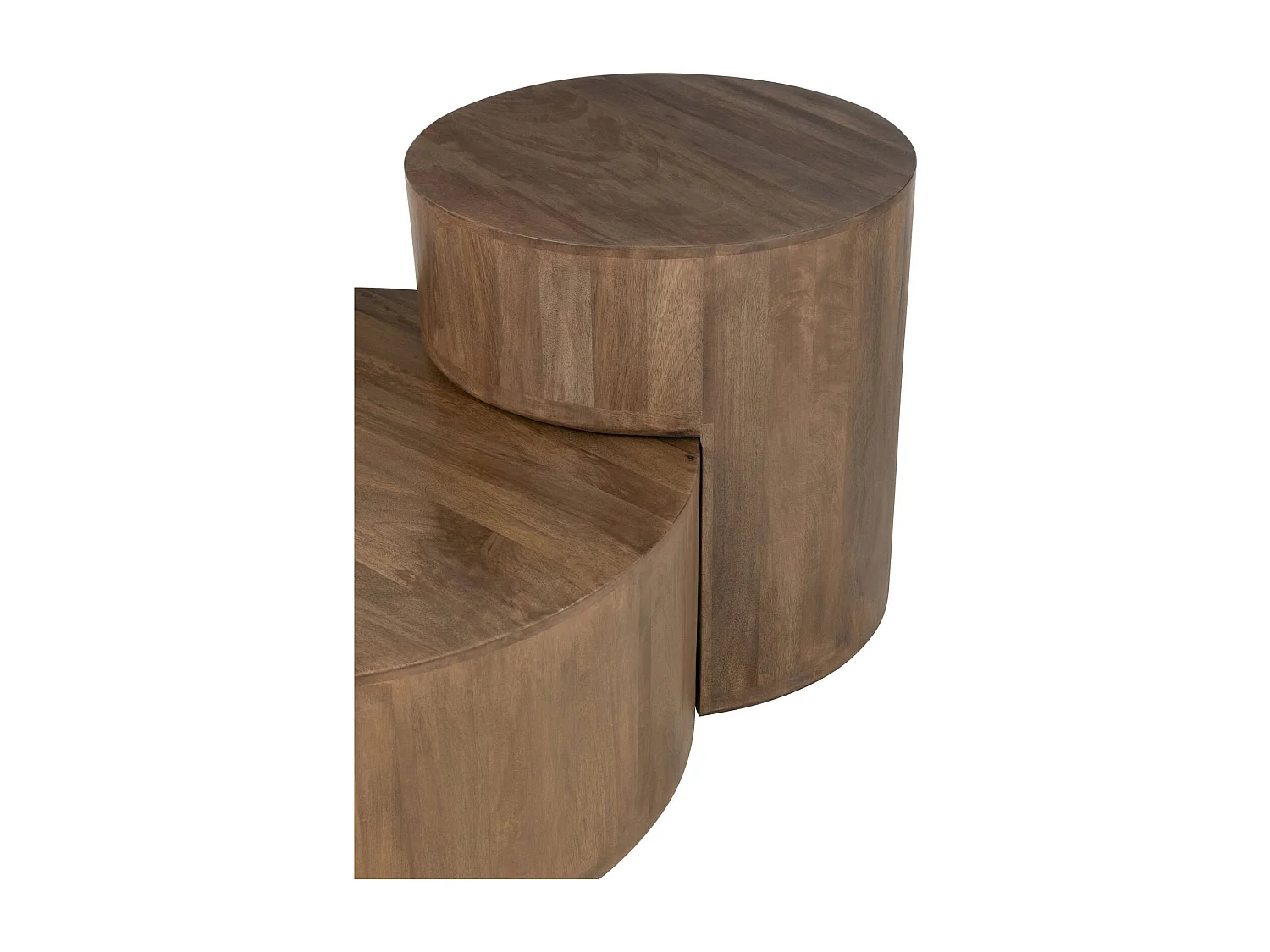 Table basse ronde en bois de manguier marron design contemporain
