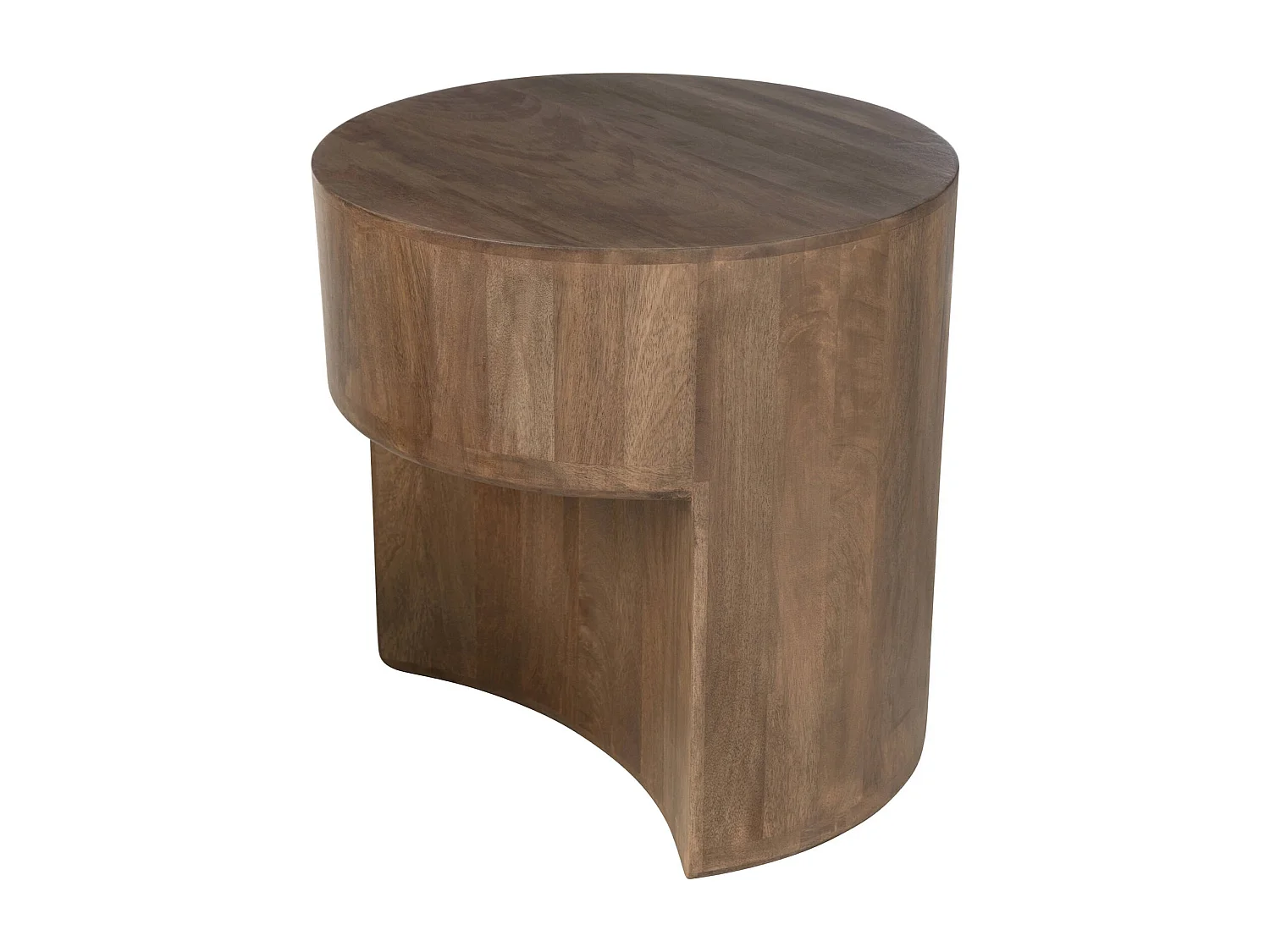 Table basse ronde en bois de manguier marron design contemporain