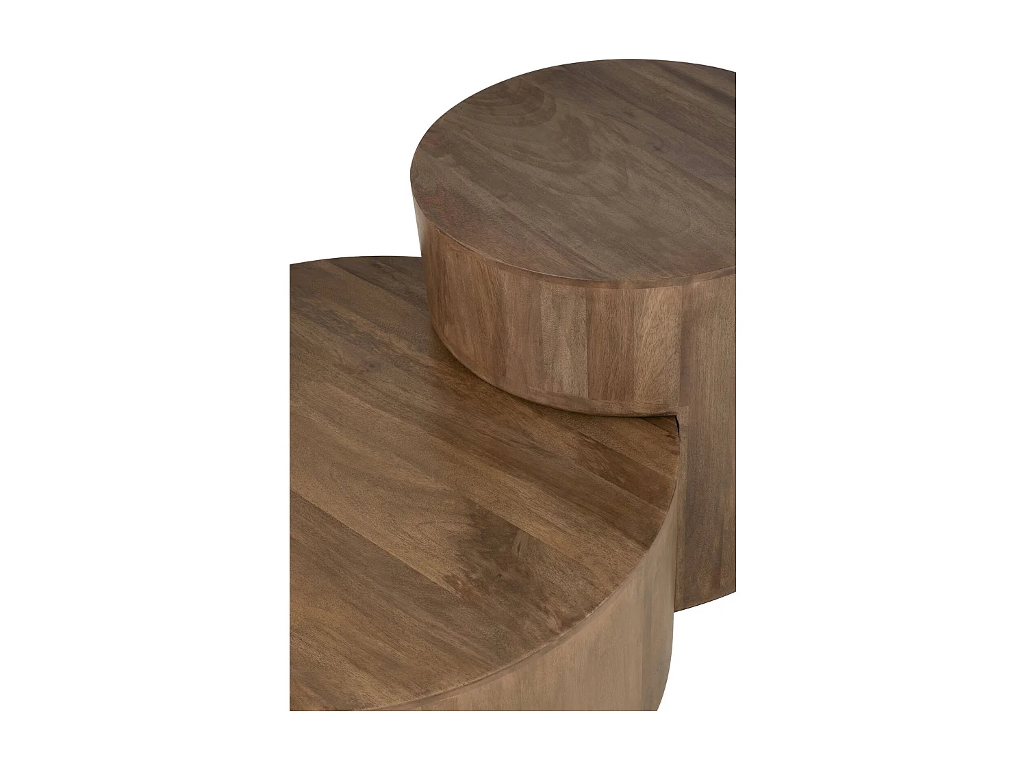 Table basse ronde en bois de manguier marron design contemporain