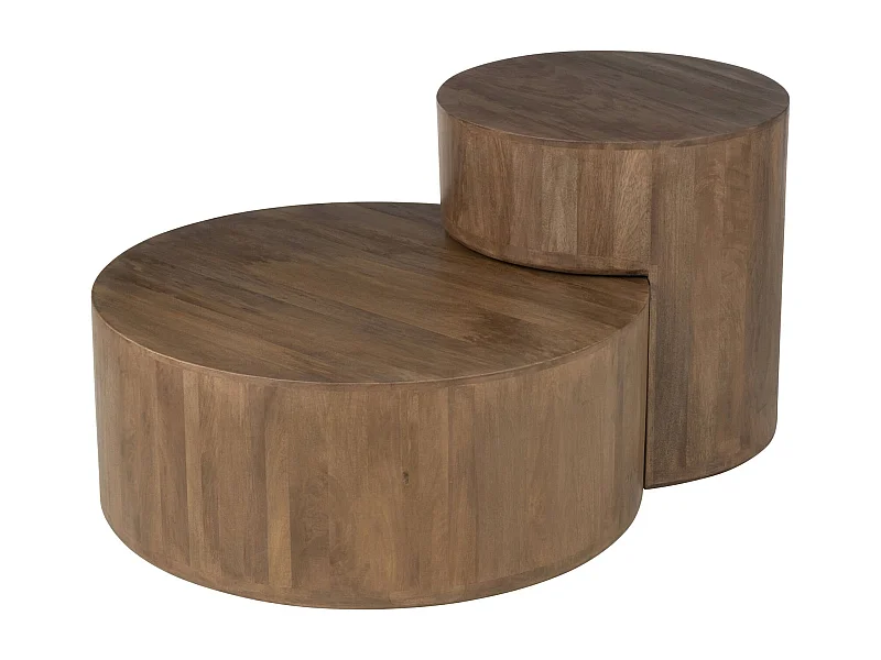 Table basse ronde en bois de manguier marron design contemporain