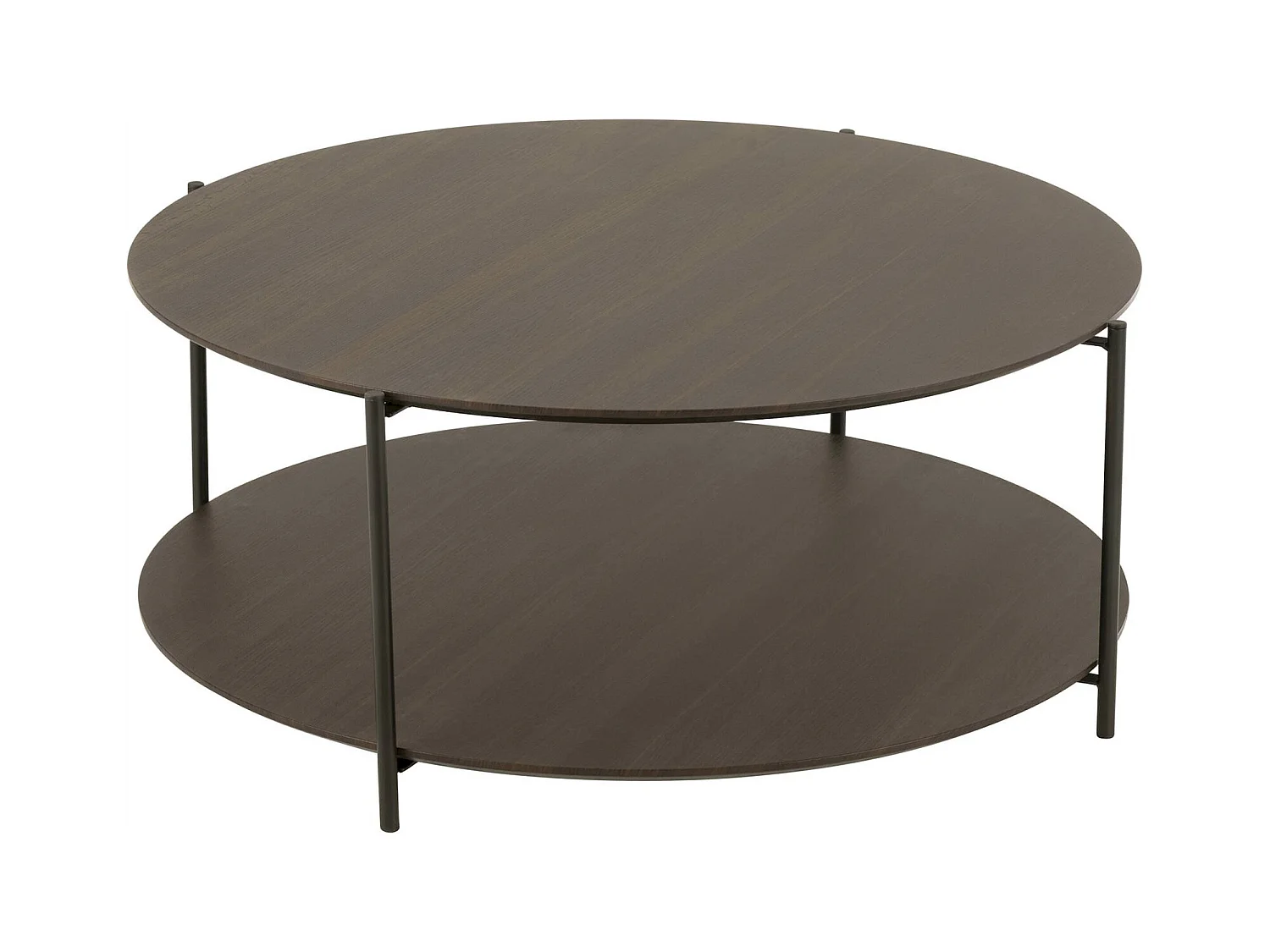 Table de salon ronde bois marron foncé design moderne