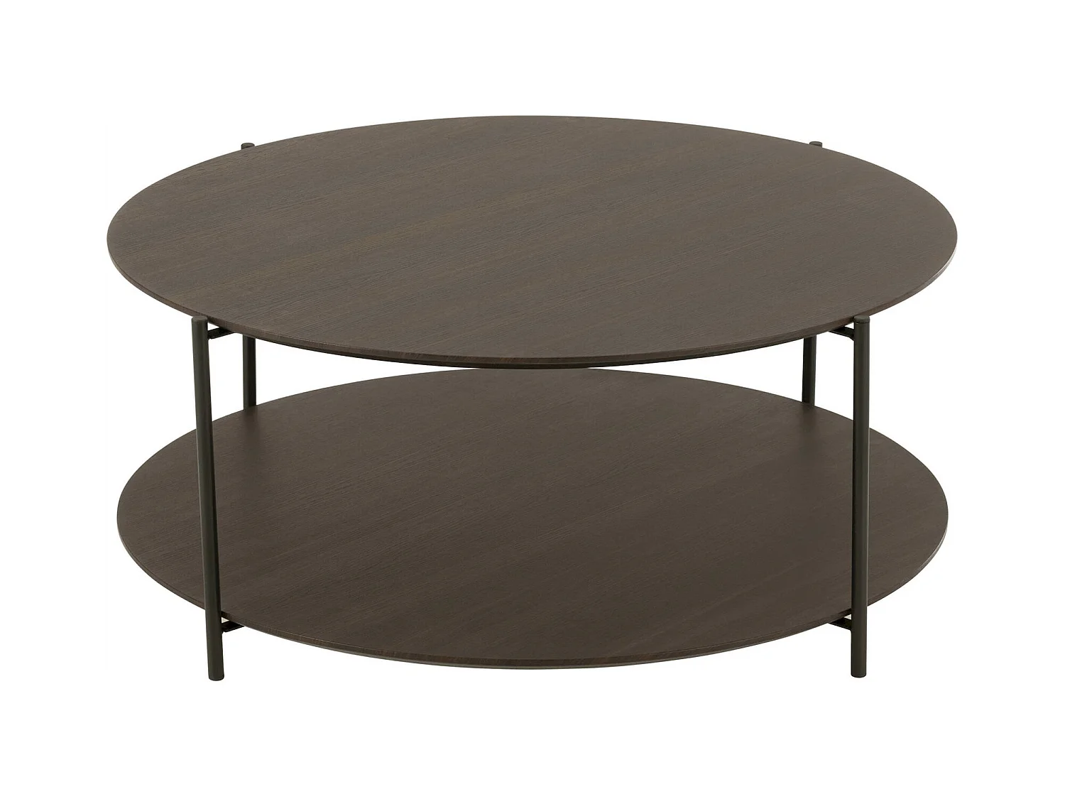 Table de salon ronde bois marron foncé design moderne