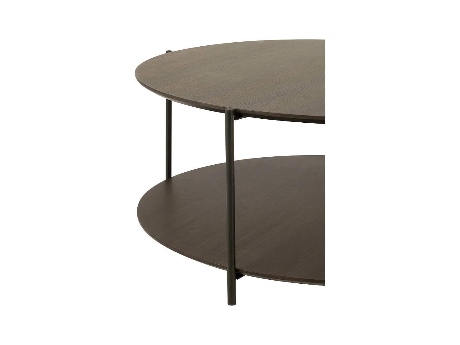 Table de salon ronde bois marron foncé design moderne