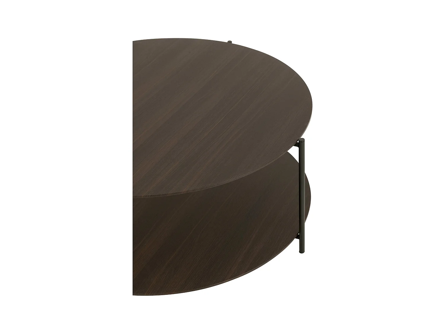 Table de salon ronde bois marron foncé design moderne