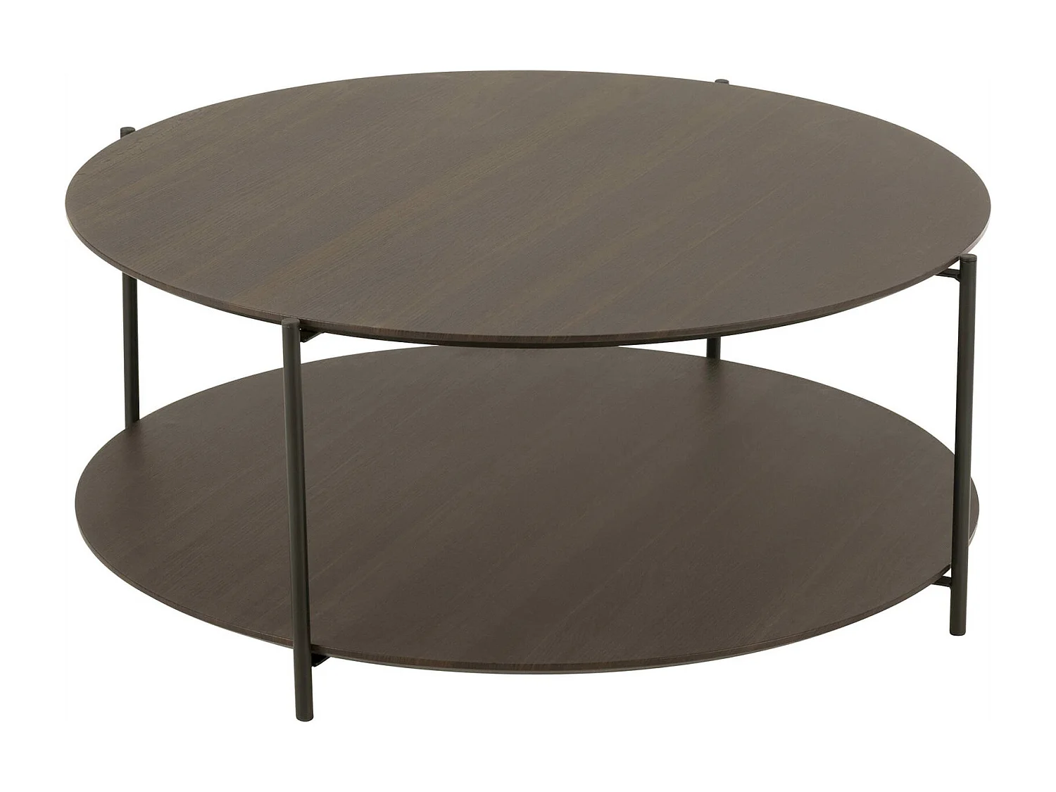 Table de salon ronde bois marron foncé design moderne