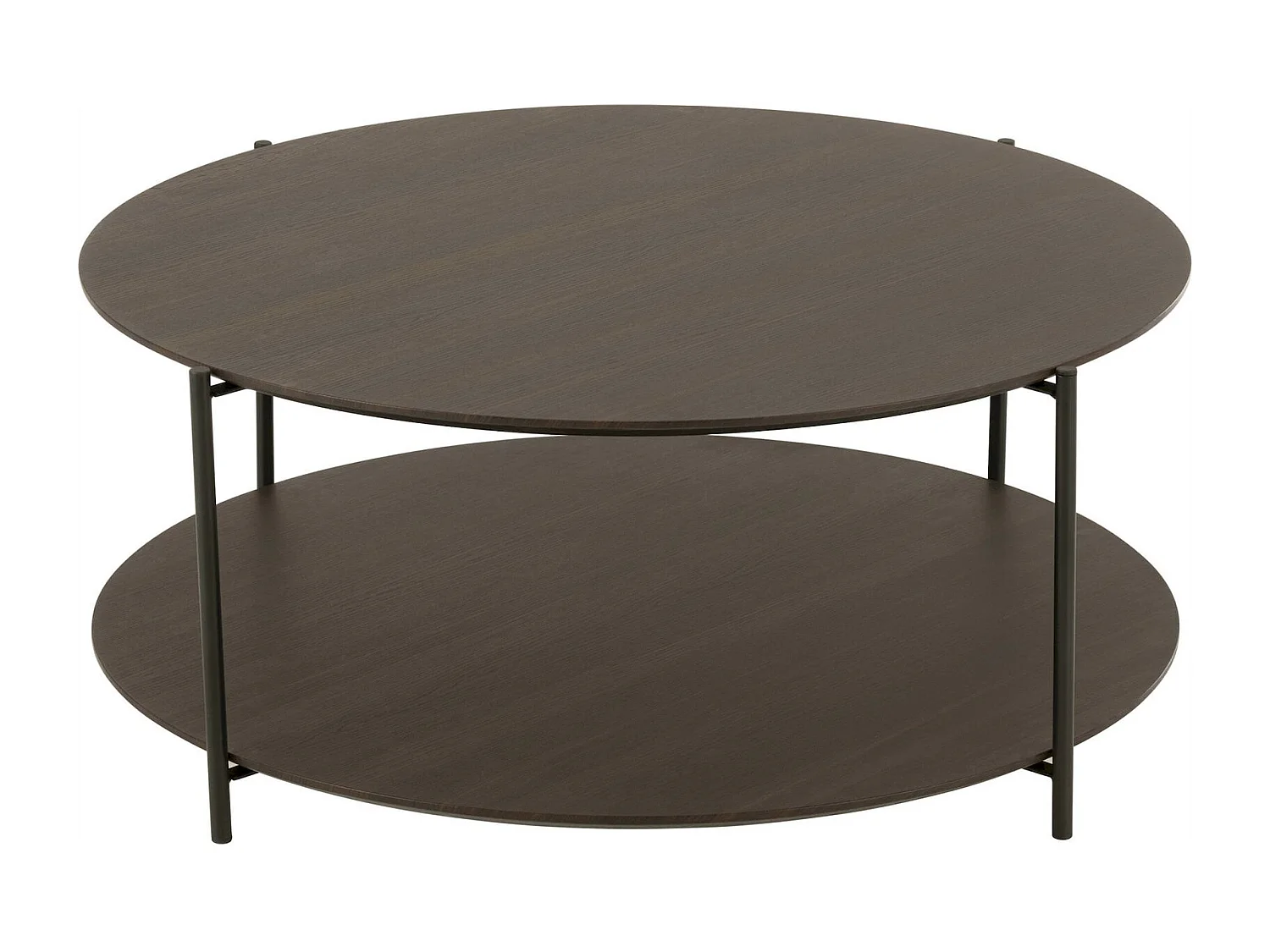 Table de salon ronde bois marron foncé design moderne