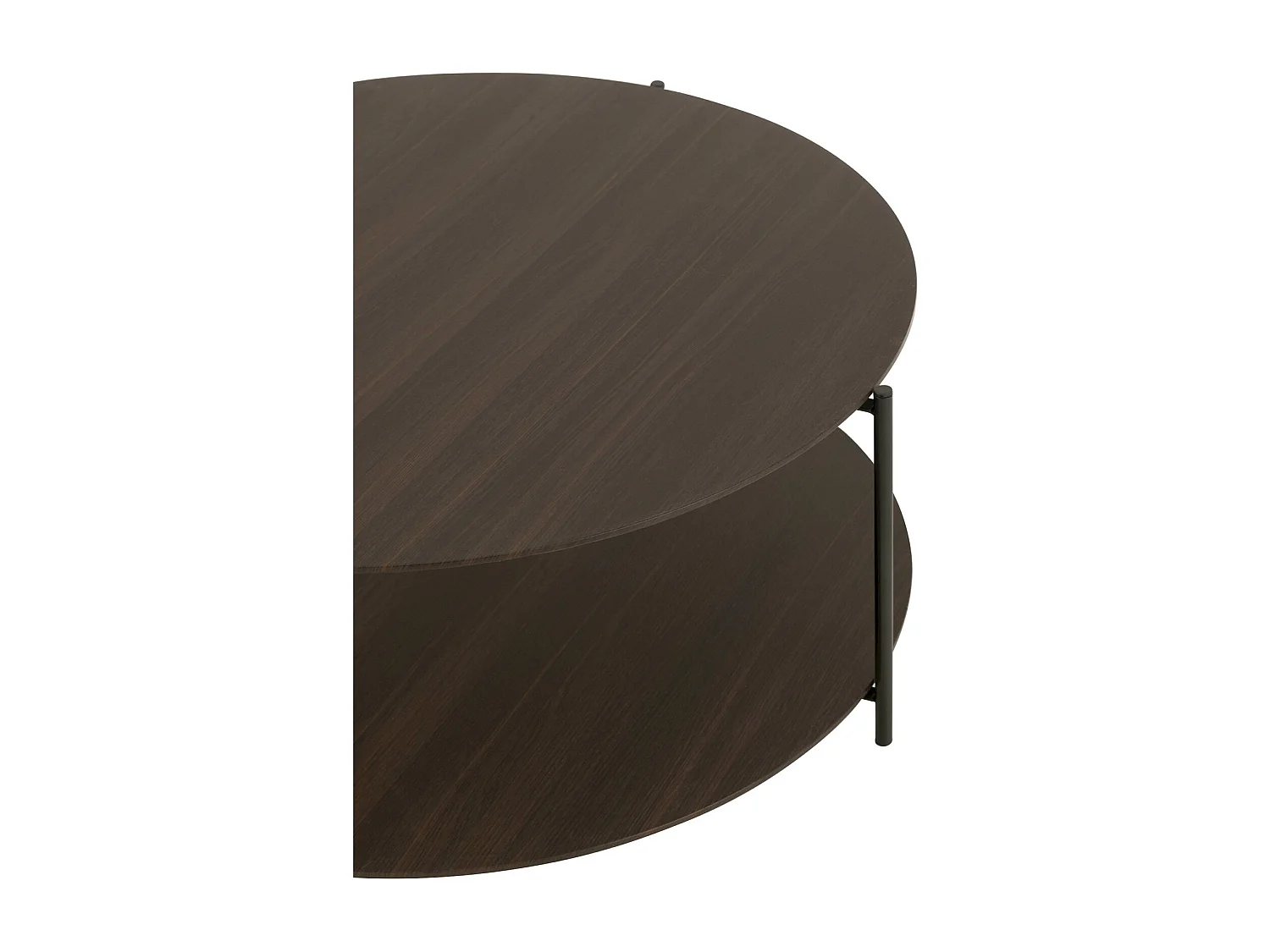 Table de salon ronde bois marron foncé design moderne