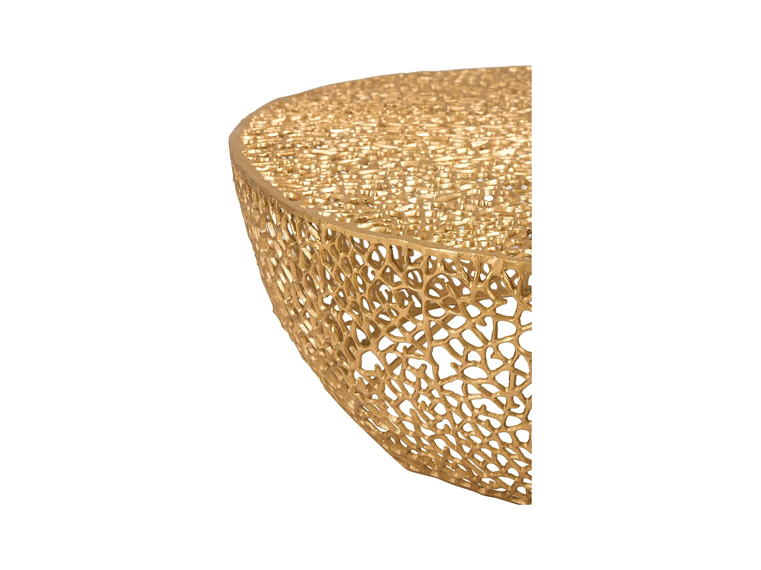 Table basse ronde corail doré en aluminium élégant salon