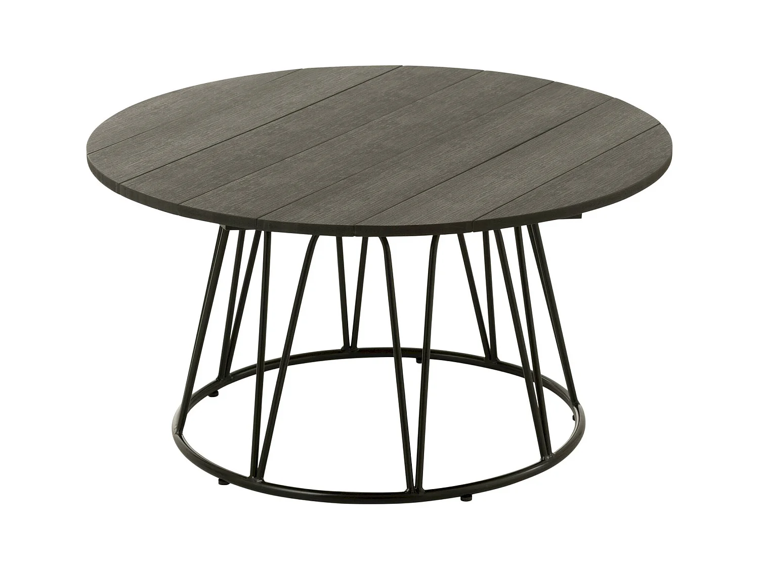 Table basse ronde noire élégante en fer et polyéthylène