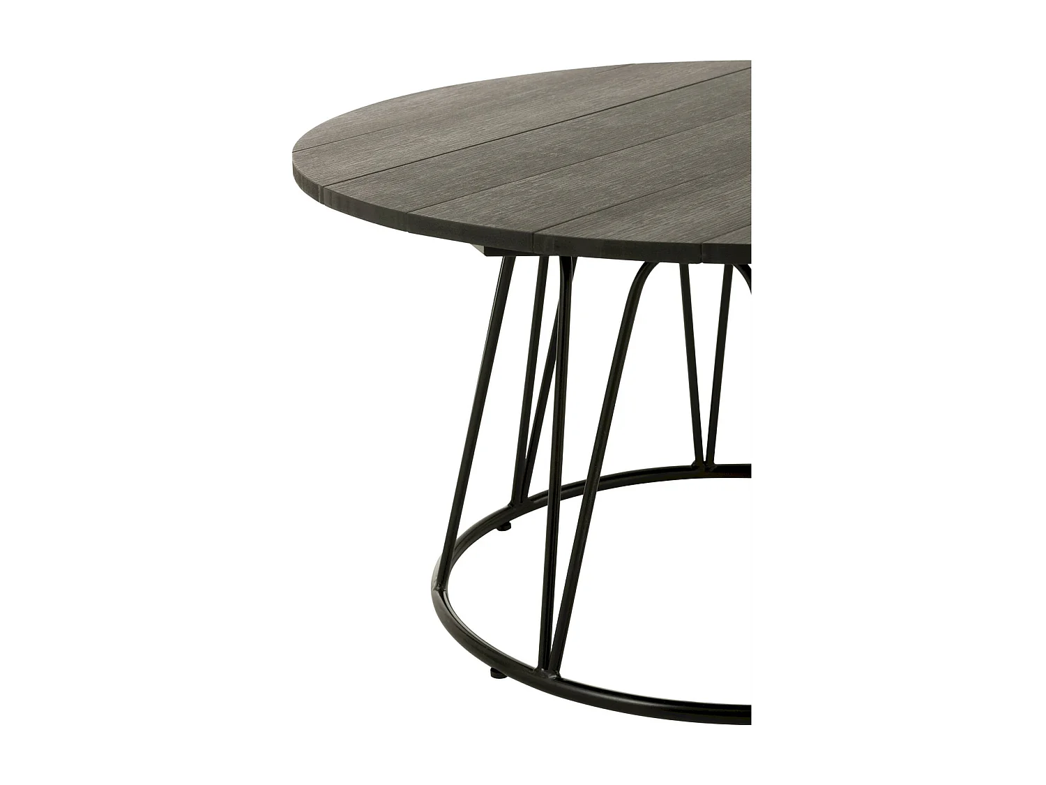 Table basse ronde noire élégante en fer et polyéthylène