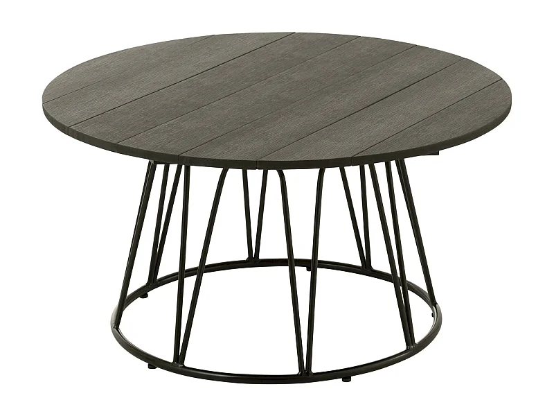 Table basse ronde noire élégante en fer et polyéthylène