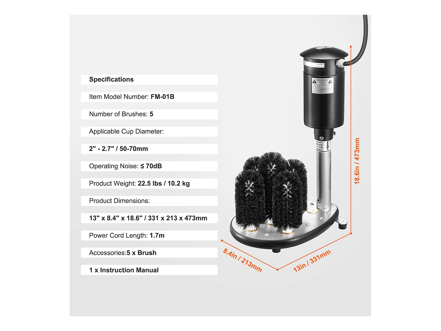 Elektrische Glazenwasser SucceBuy, 5 Borstels, 1200 Kopjes/uur, voor Verschiedene Glazen