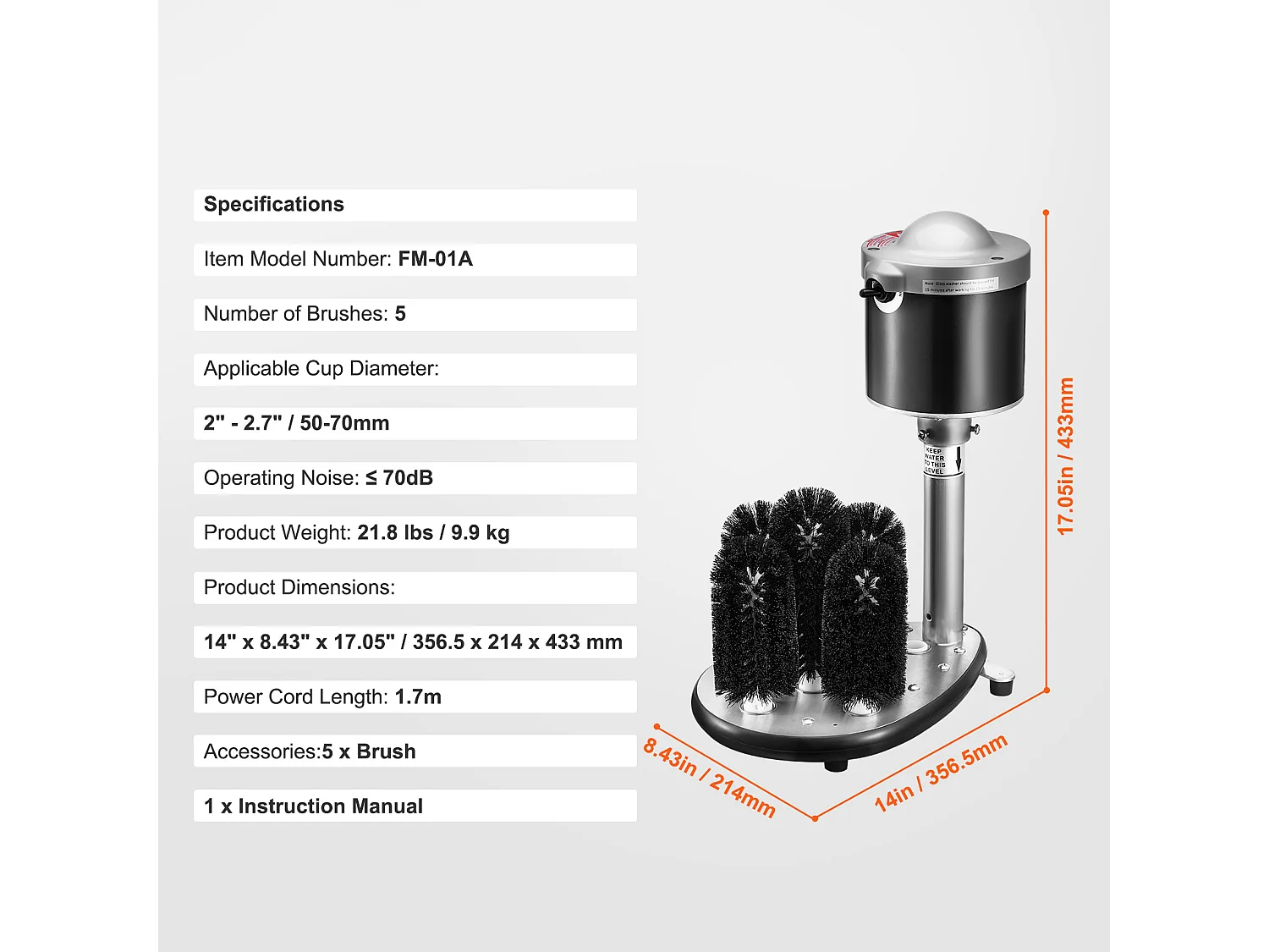 Lave-verres Électrique SucceBuy, 5 Brosses, 600 Tasses/h, pour Différents Verres