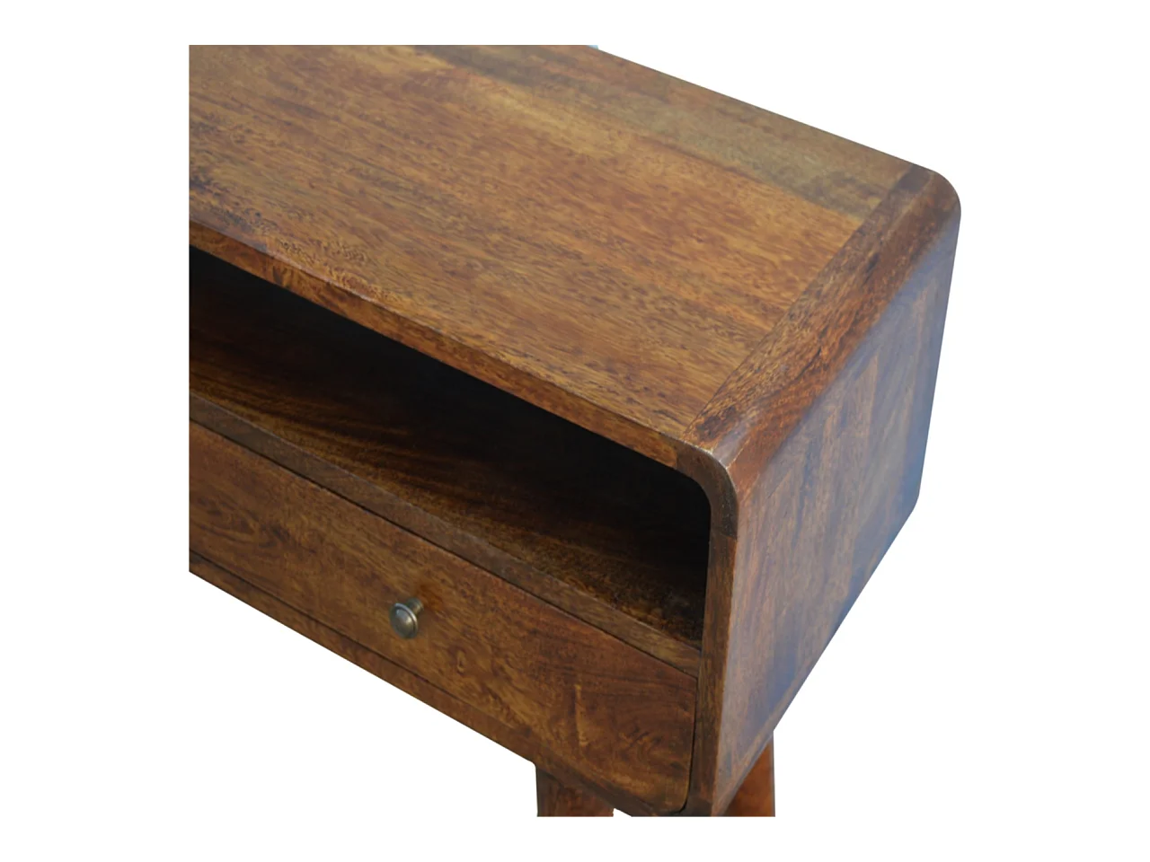 Artisan Furniture Console Courbée en Châtaignier, 2 Tiroirs et Niche Ouverte, Brun Foncé