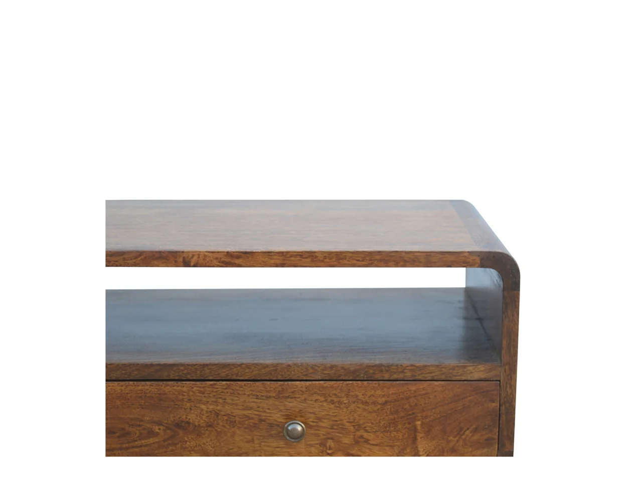 Artisan Furniture Console Courbée en Châtaignier, 2 Tiroirs et Niche Ouverte, Brun Foncé