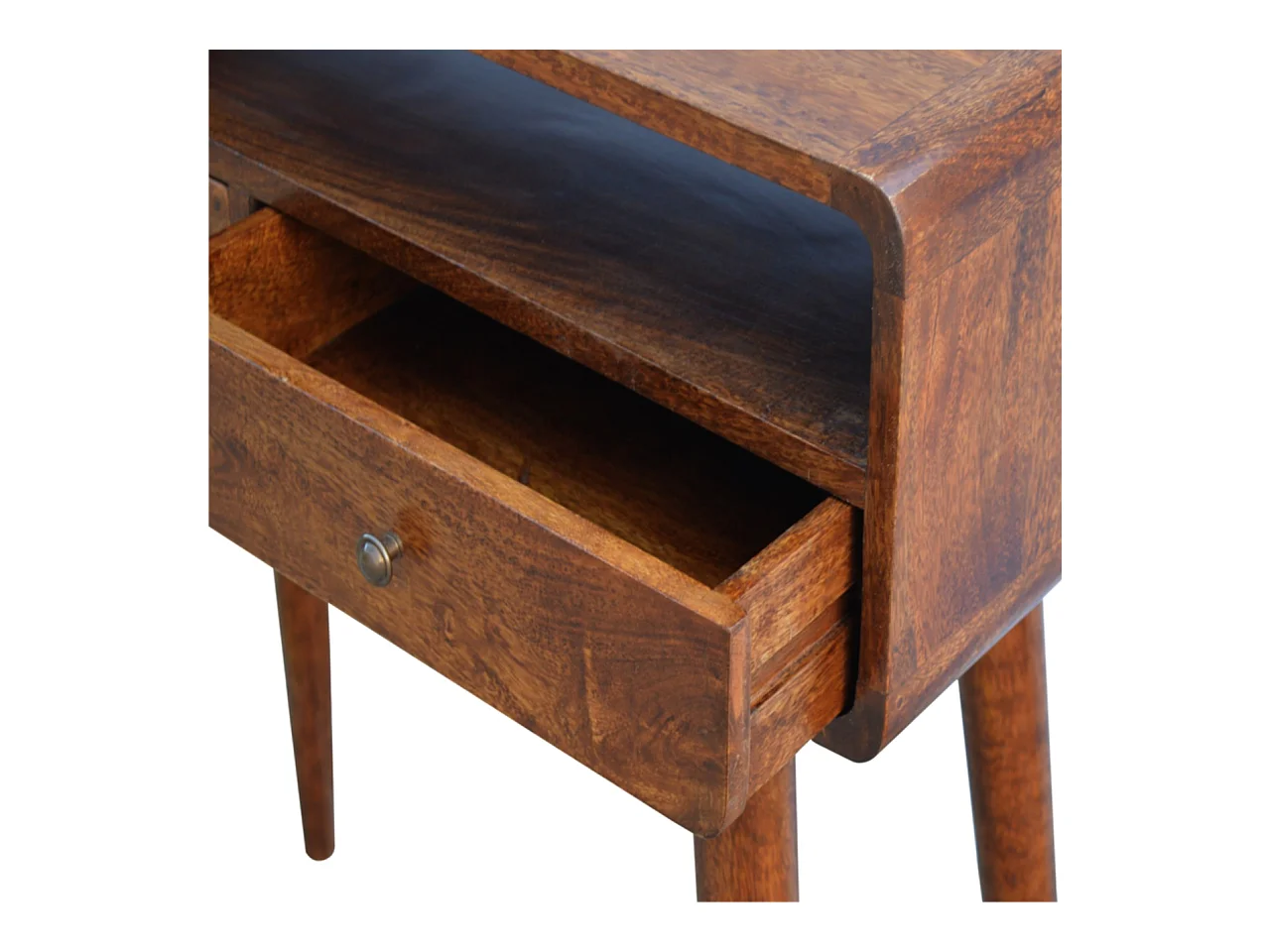 Artisan Furniture Console Courbée en Châtaignier, 2 Tiroirs et Niche Ouverte, Brun Foncé