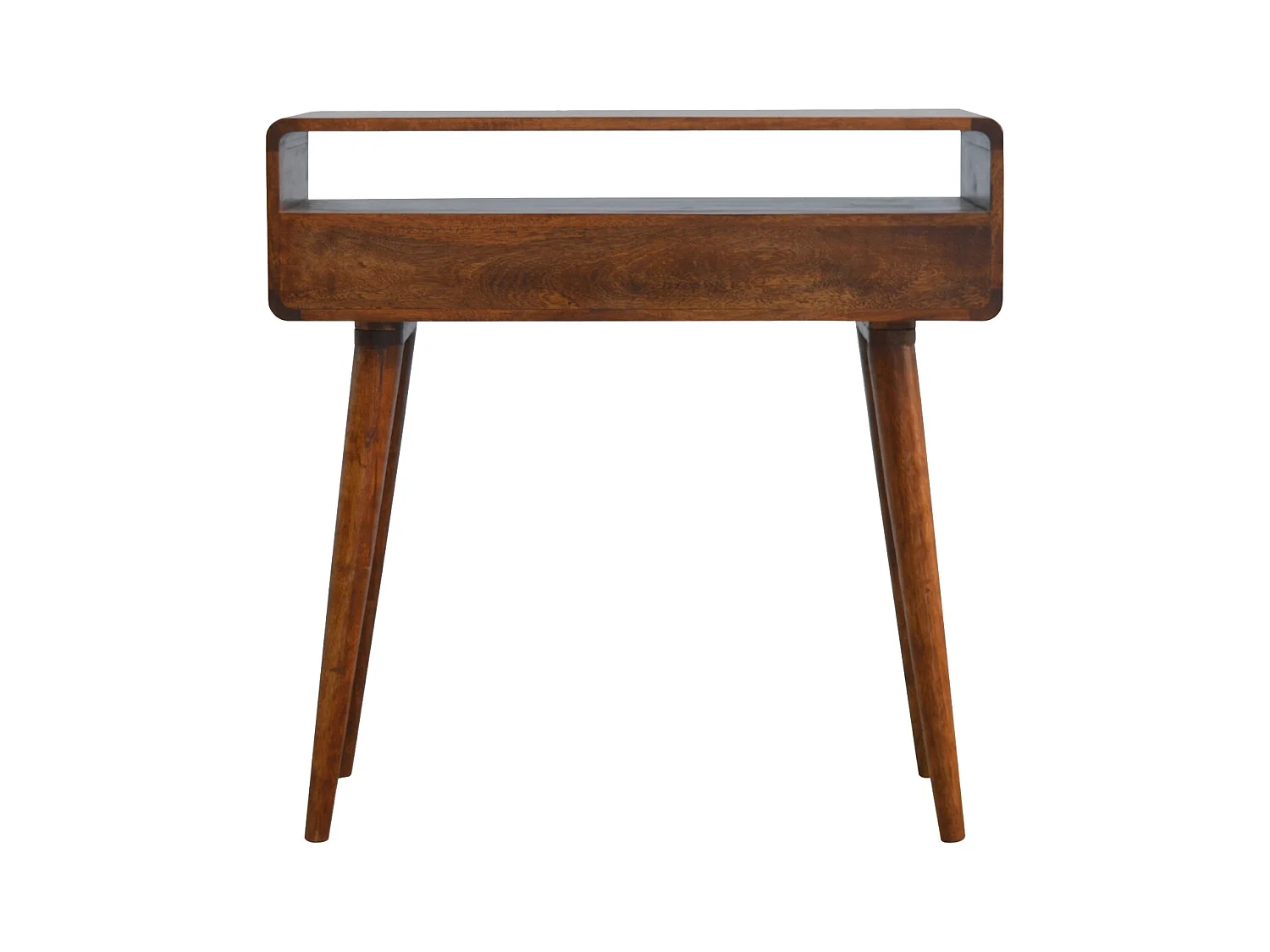 Artisan Furniture Console Courbée en Châtaignier, 2 Tiroirs et Niche Ouverte, Brun Foncé