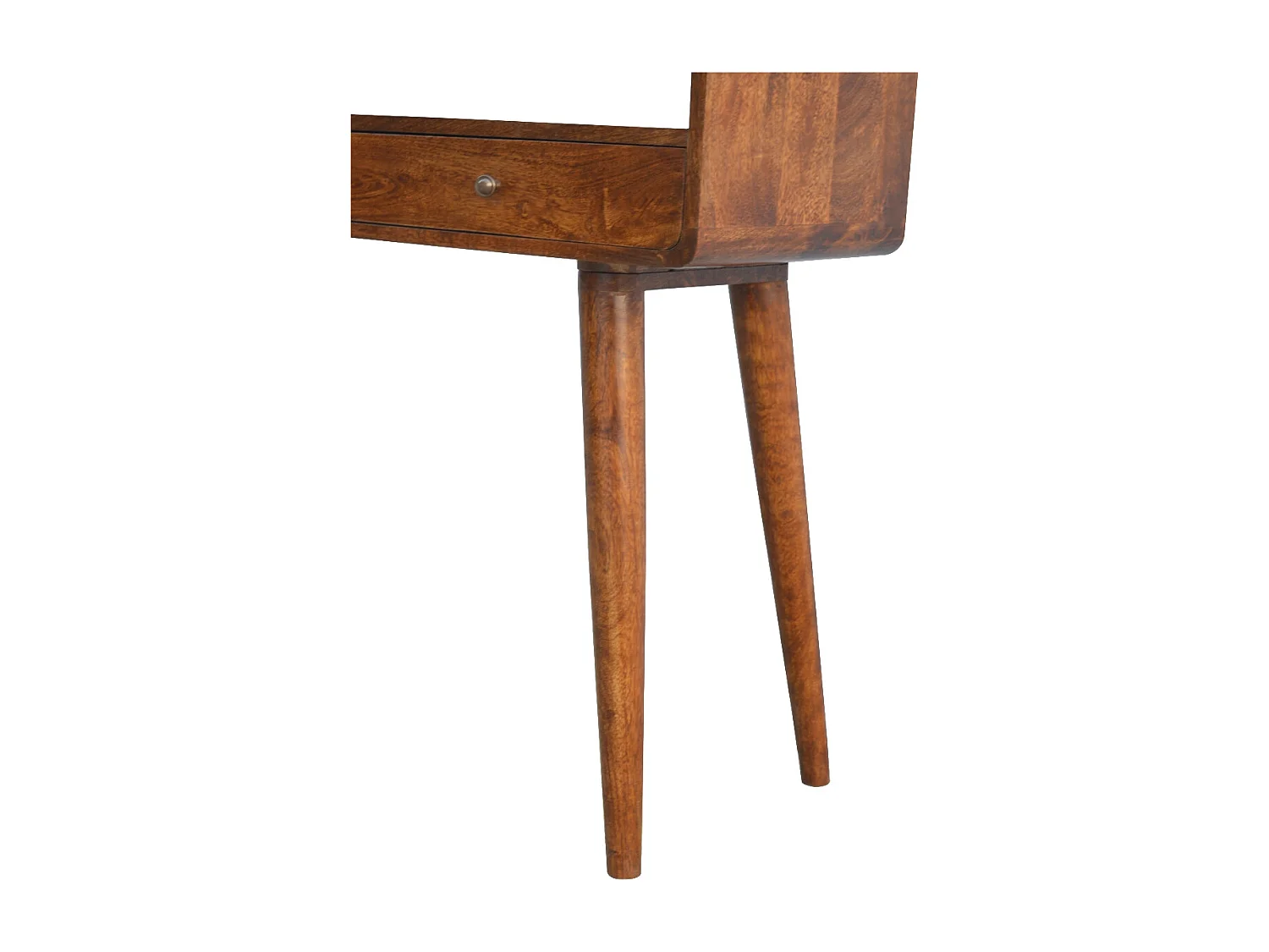 Artisan Furniture Geschwungener Konsolentisch aus Kastanie, 2 Schubladen und Offenes Fach, Dunkelbraun