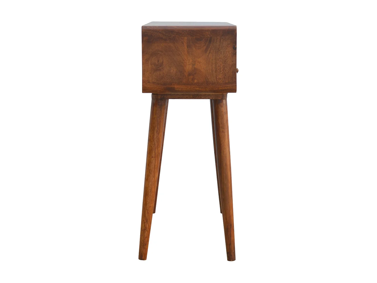 Artisan Furniture Geschwungener Konsolentisch aus Kastanie, 2 Schubladen und Offenes Fach, Dunkelbraun