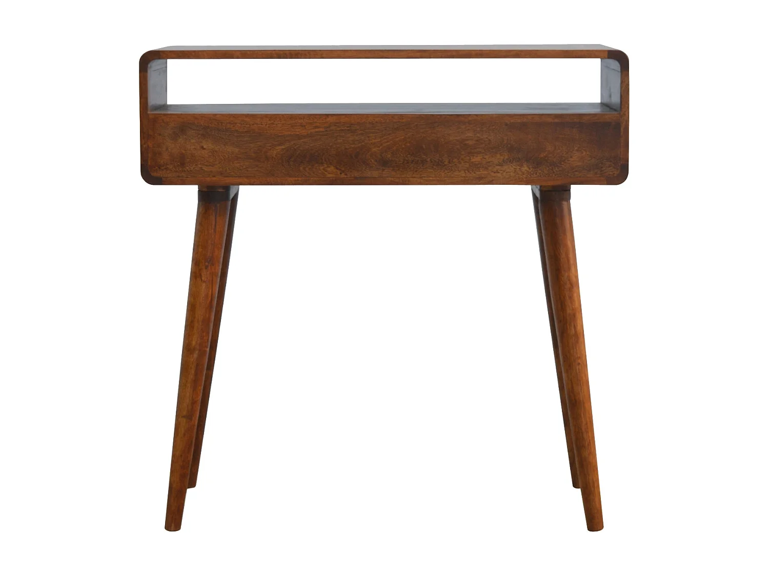 Artisan Furniture Geschwungener Konsolentisch aus Kastanie, 2 Schubladen und Offenes Fach, Dunkelbraun