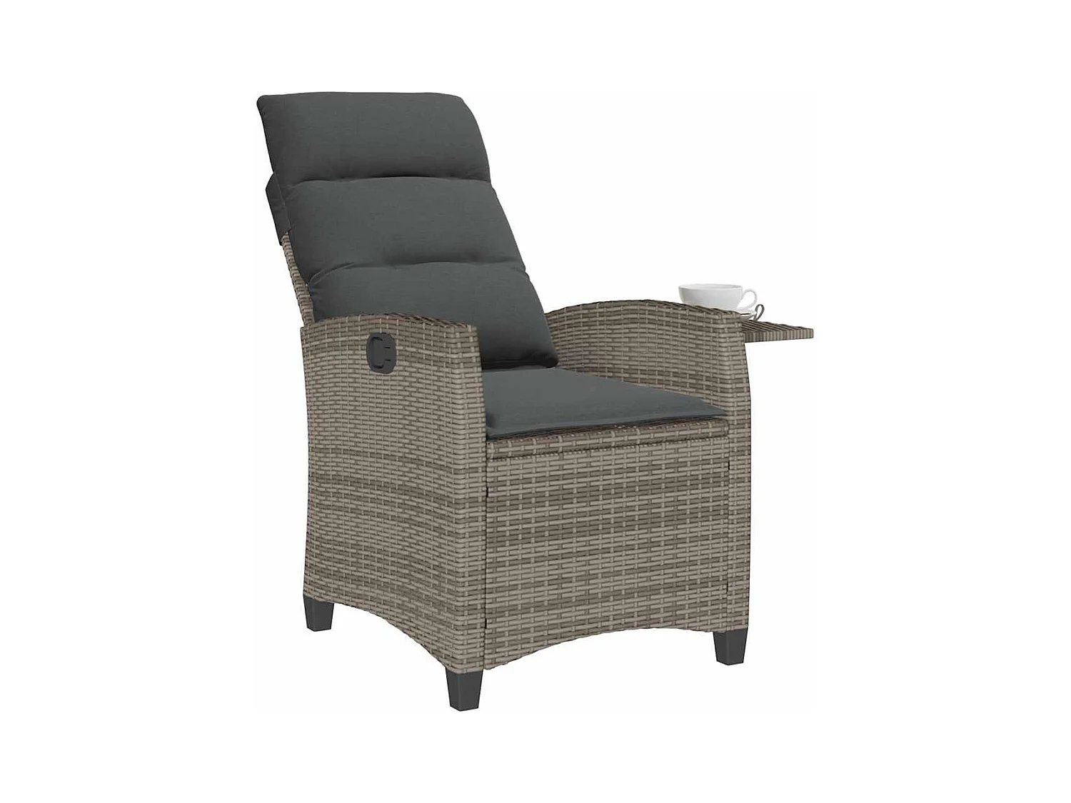 Chaise de jardin inclinable avec table d'appoint gris polyrotin