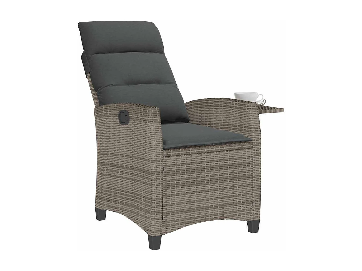 Chaise de jardin inclinable avec table d'appoint gris polyrotin