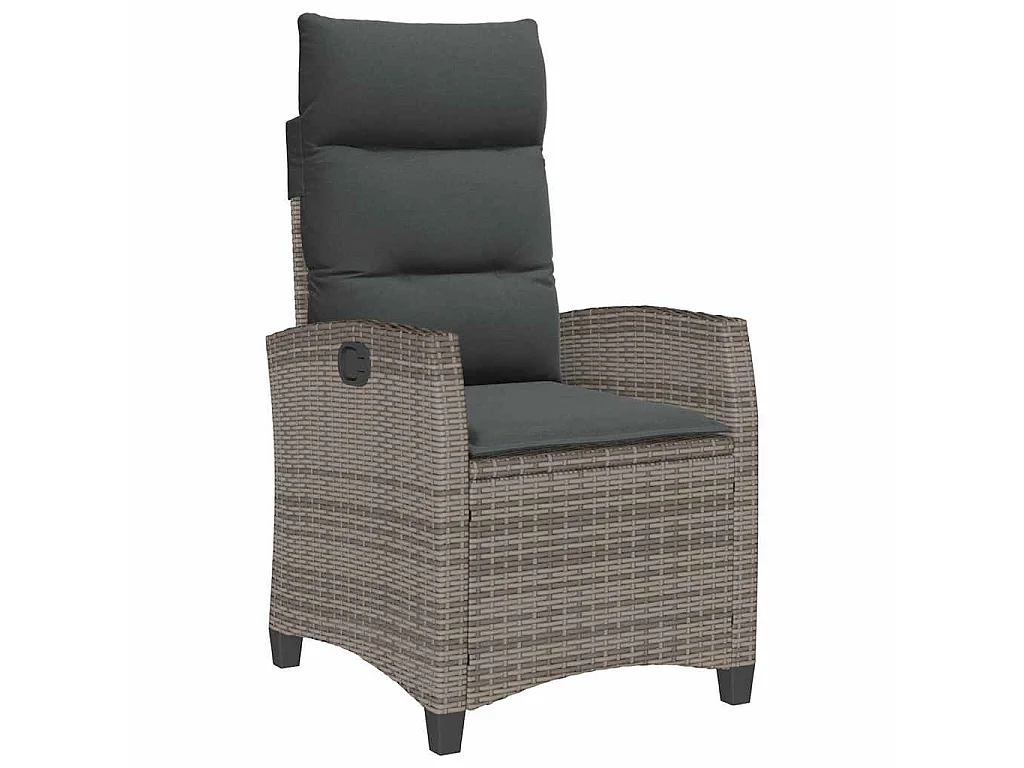 Silla de jardín reclinable con mesa auxiliar ratán gris
