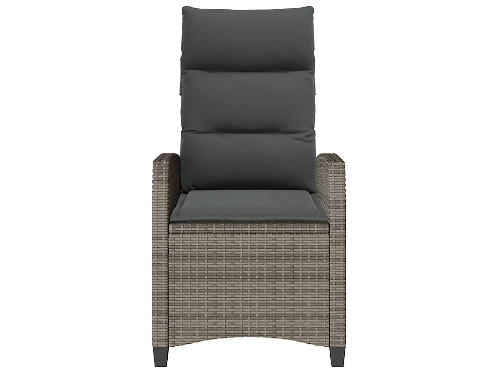Silla de jardín reclinable con mesa auxiliar ratán gris