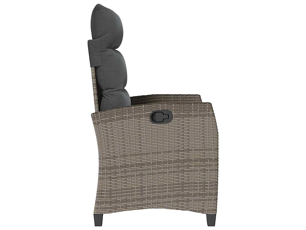 Silla de jardín reclinable con mesa auxiliar ratán gris
