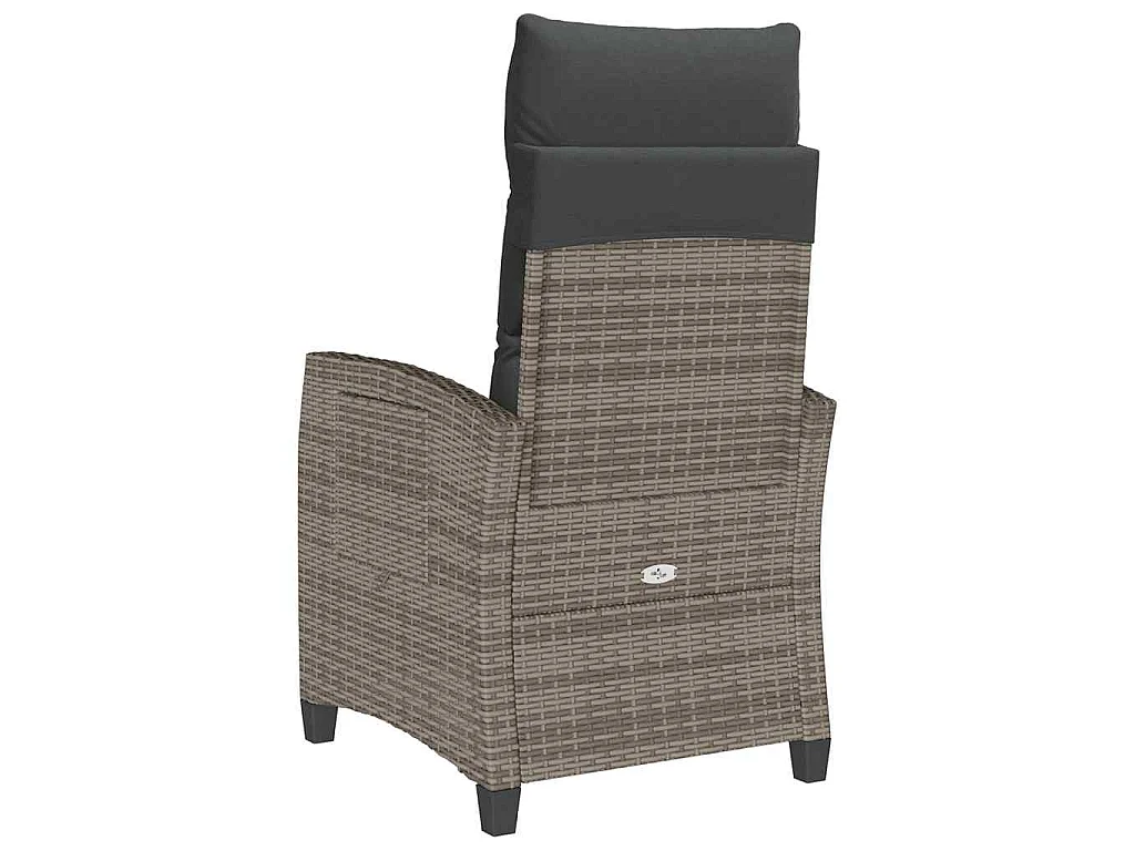 Chaise de jardin inclinable avec table d'appoint gris polyrotin
